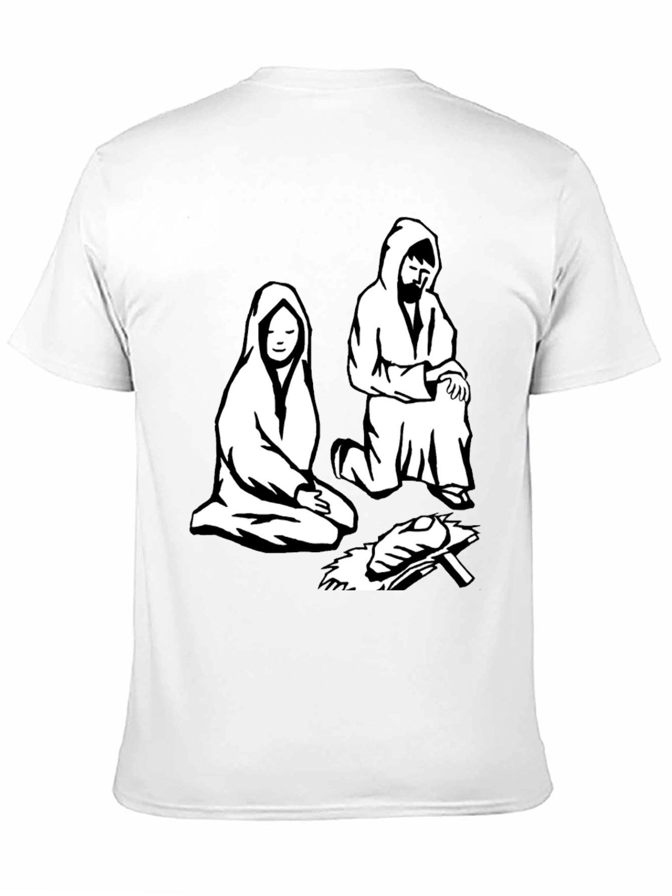 Nativity Scene Graphic Tee - Black Cotton T-Shirt