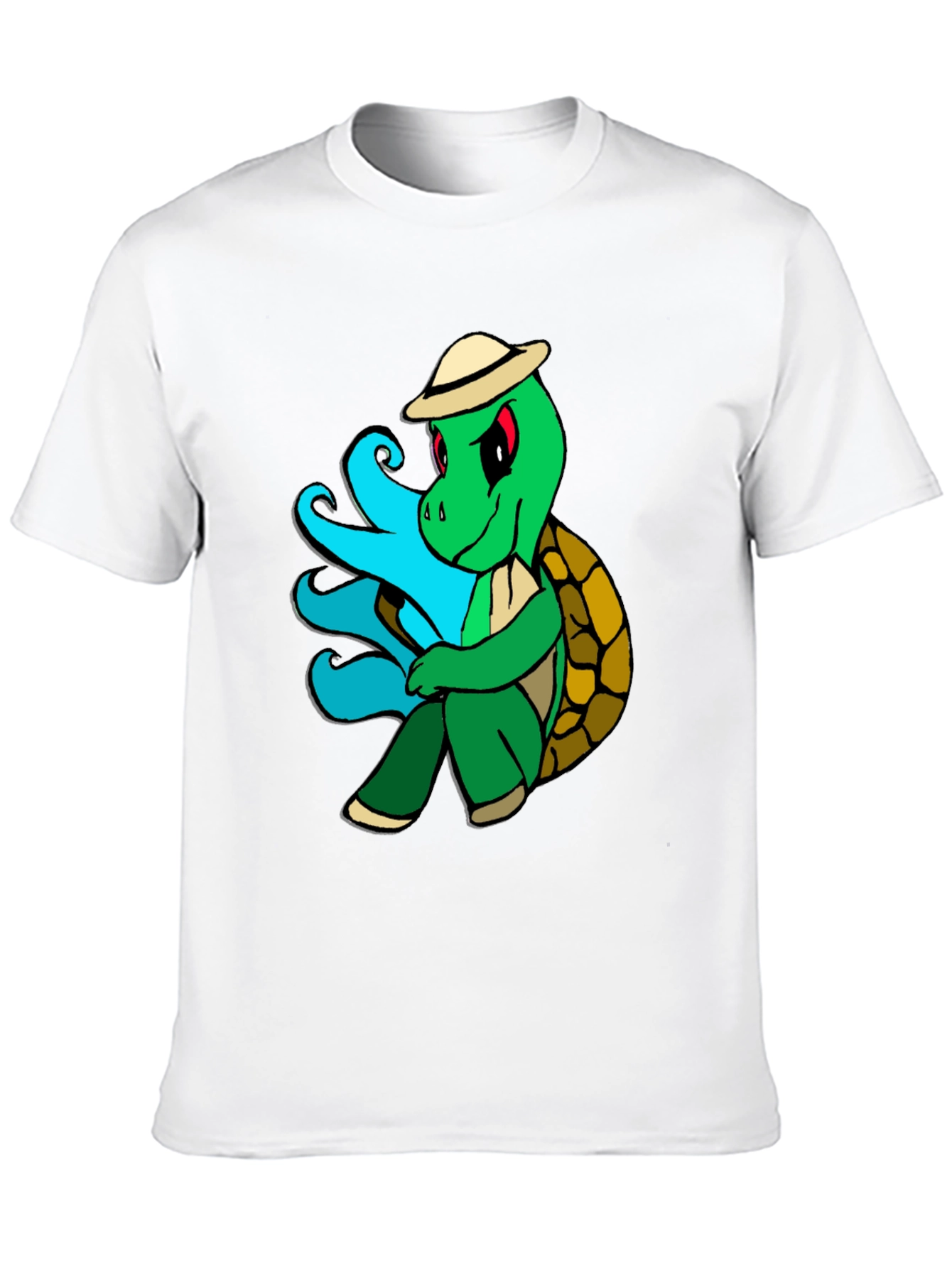 Cartoon Turtle Graphic Tee - Casual Black T-Shirt