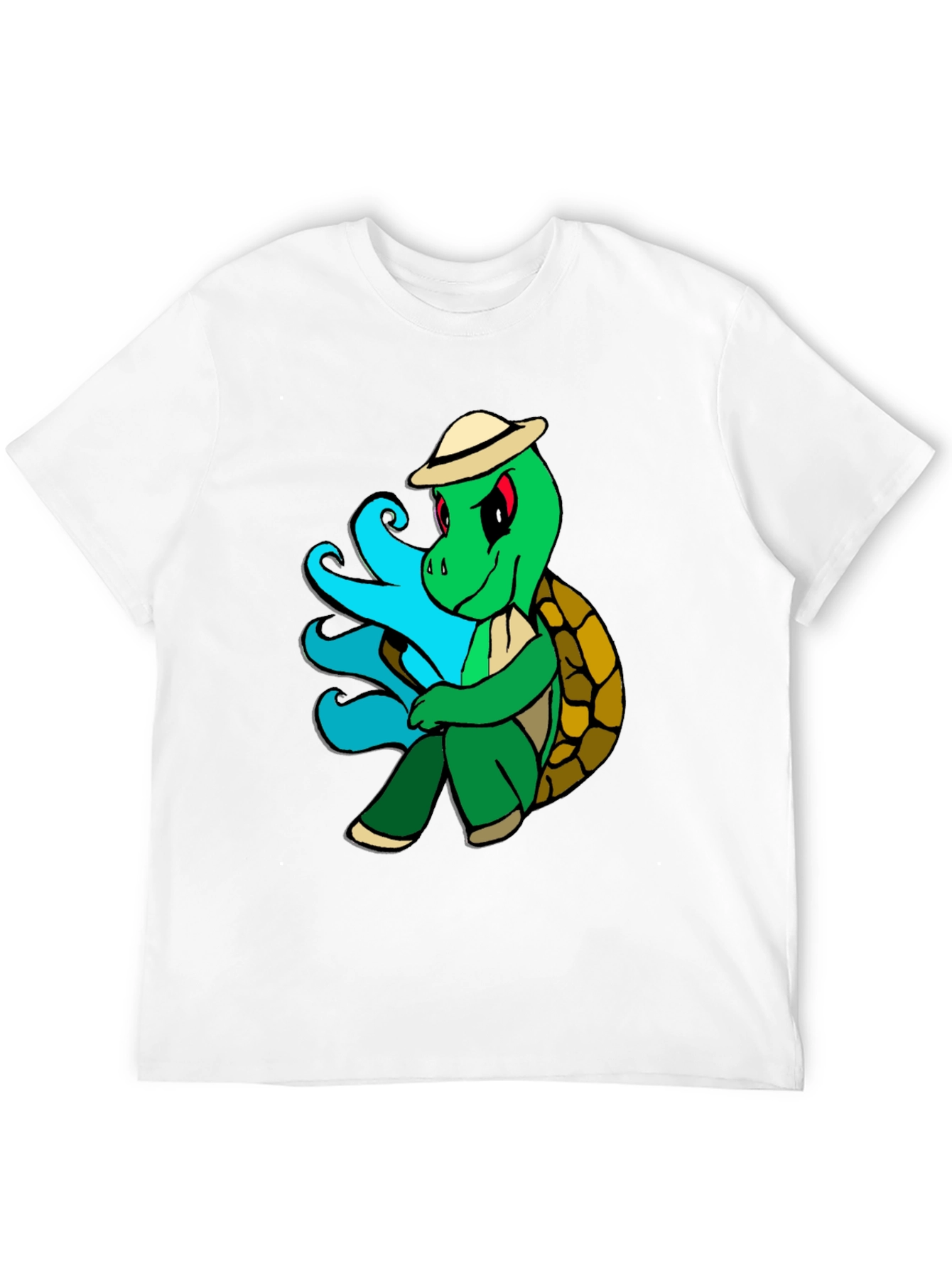 Cartoon Turtle Graphic Tee - Casual Black T-Shirt