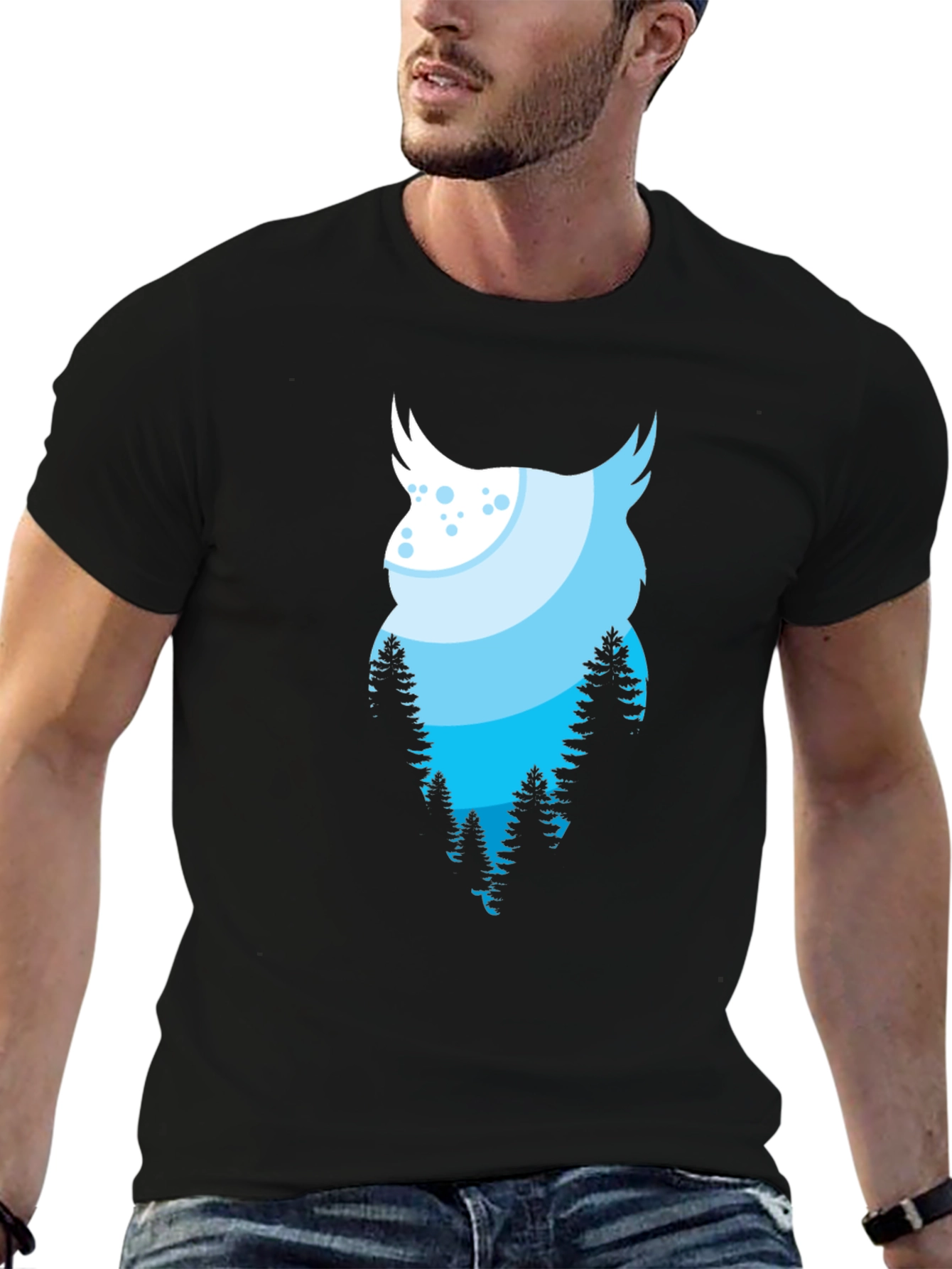 Owl Forest Graphic Black Tee
