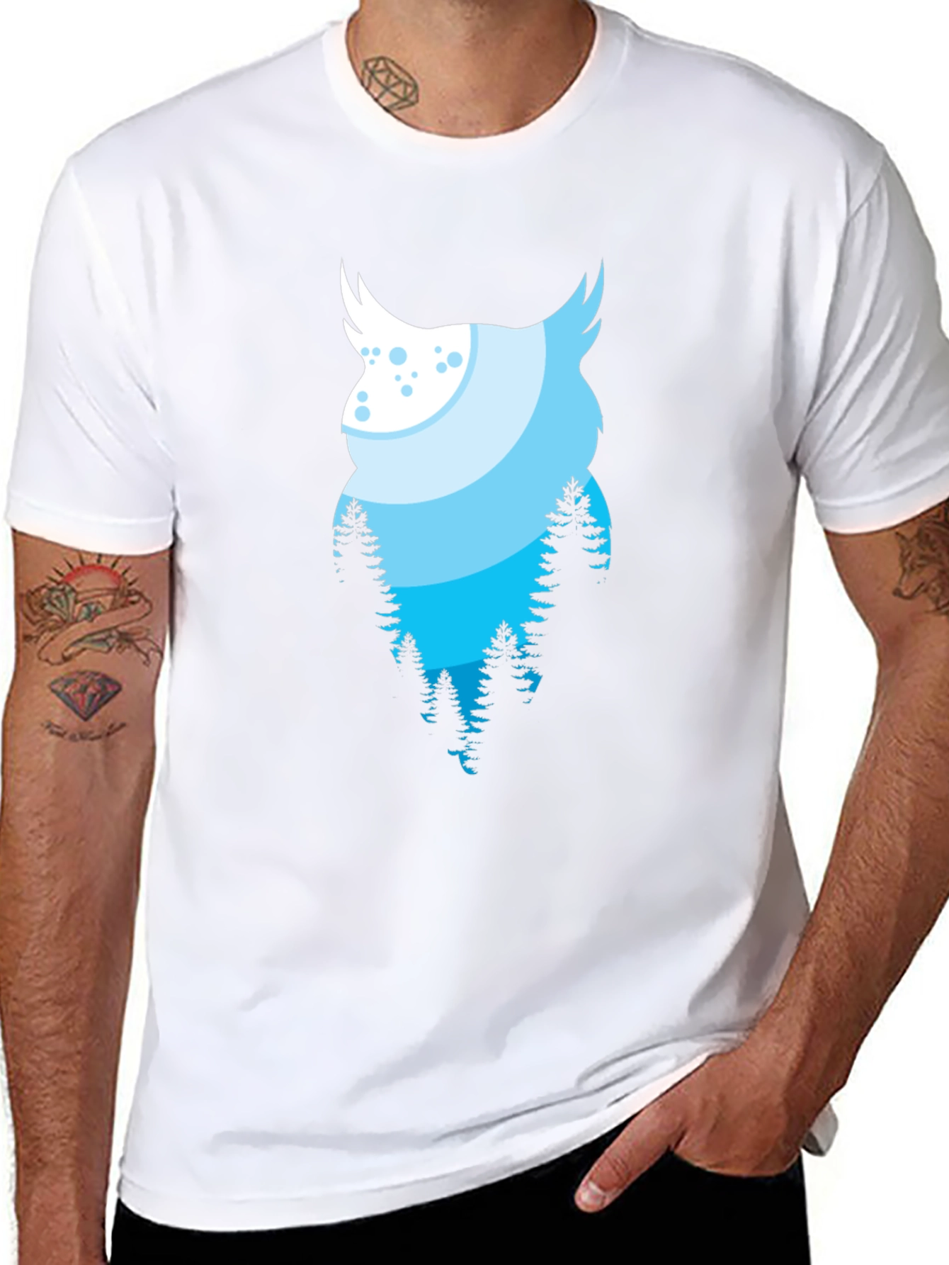 Owl Forest Graphic Black Tee