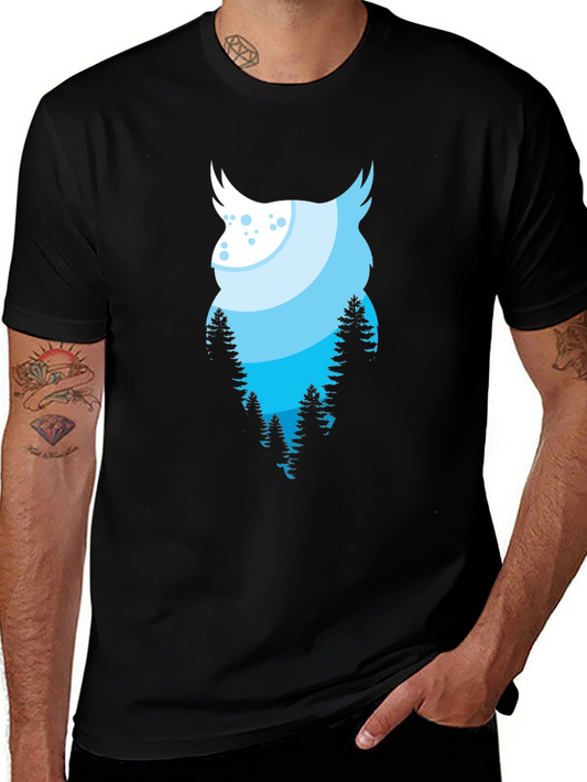 Owl Forest Graphic Black Tee