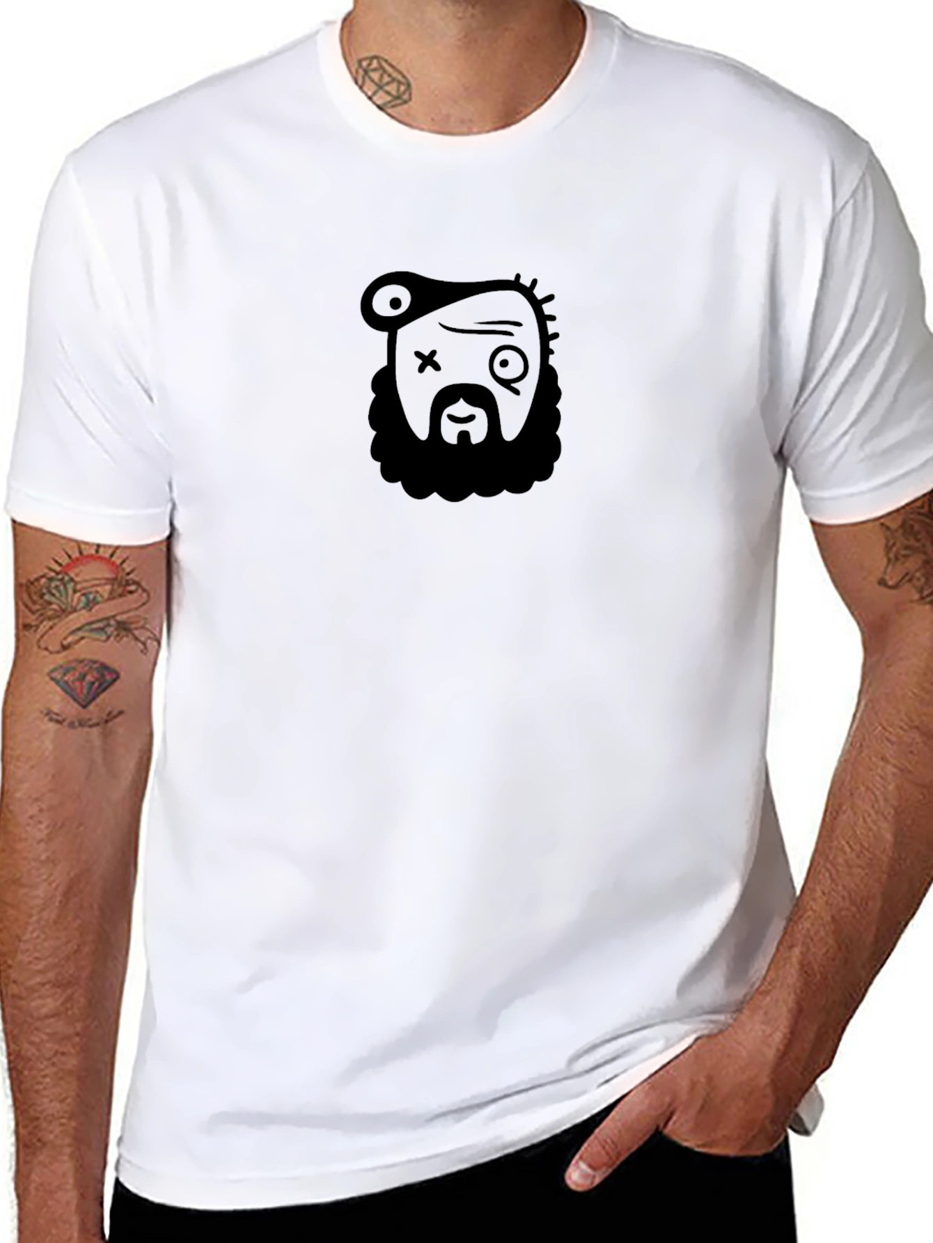 Graphic Print Crew Neck T-Shirt - Black
