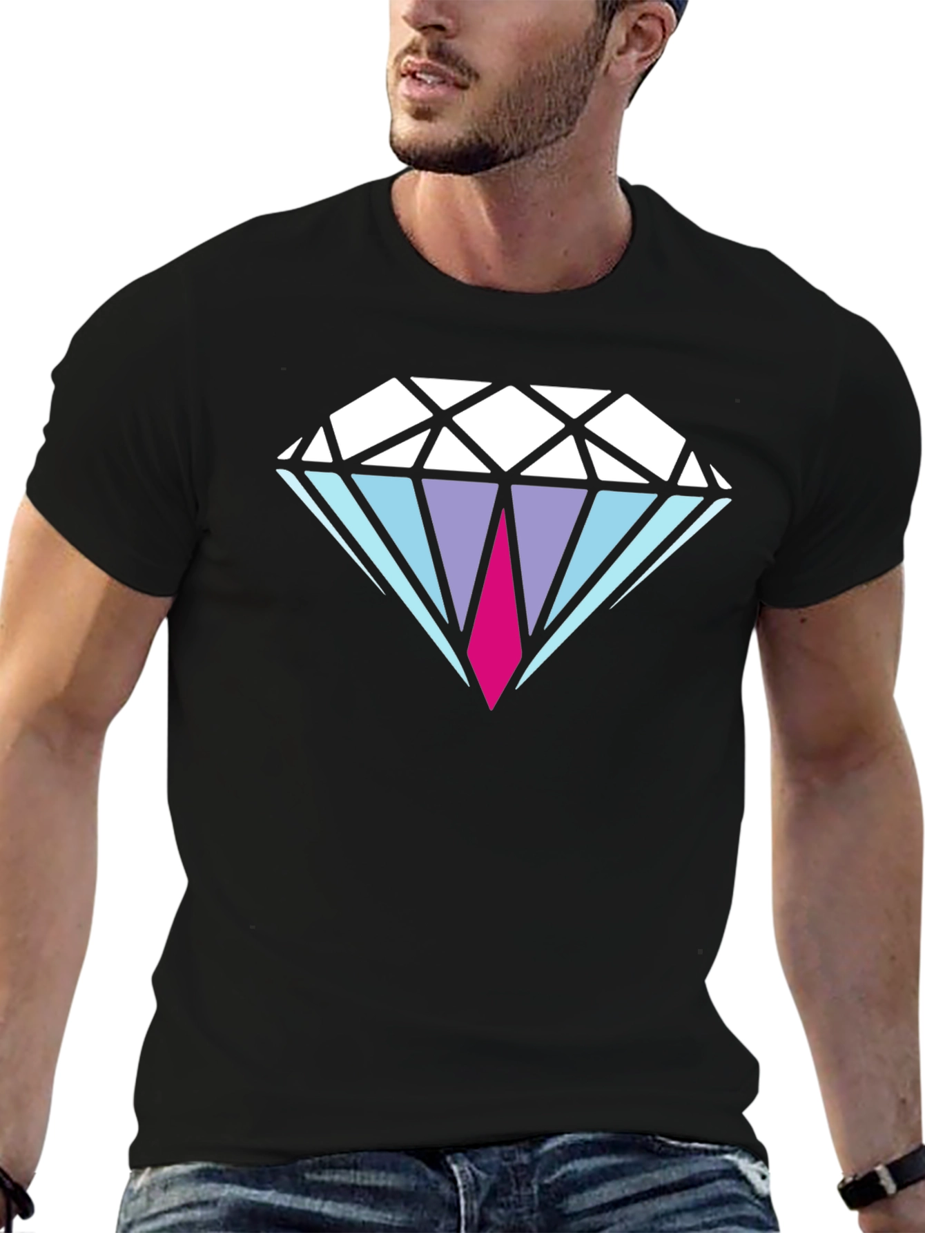 Diamond Graphic Mens Black T-Shirt