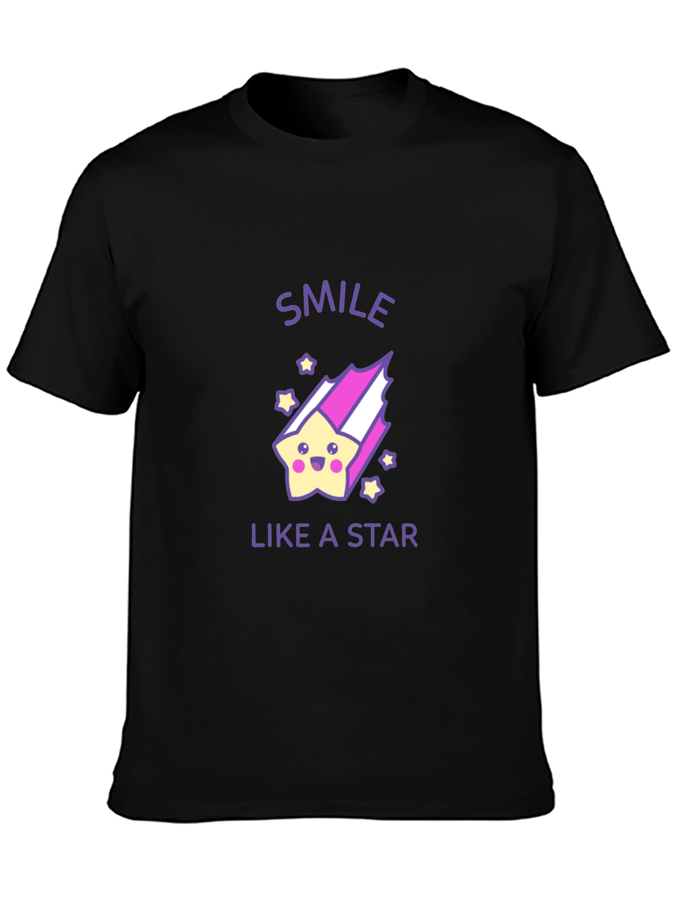 Smile Like a Star Black Graphic T-Shirt