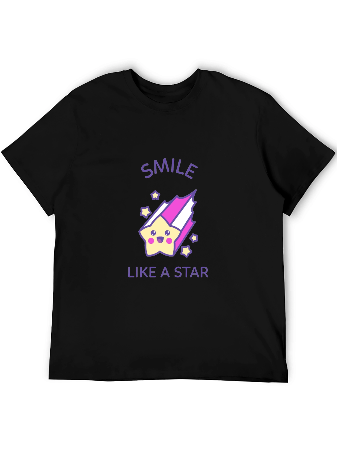 Smile Like a Star Black Graphic T-Shirt