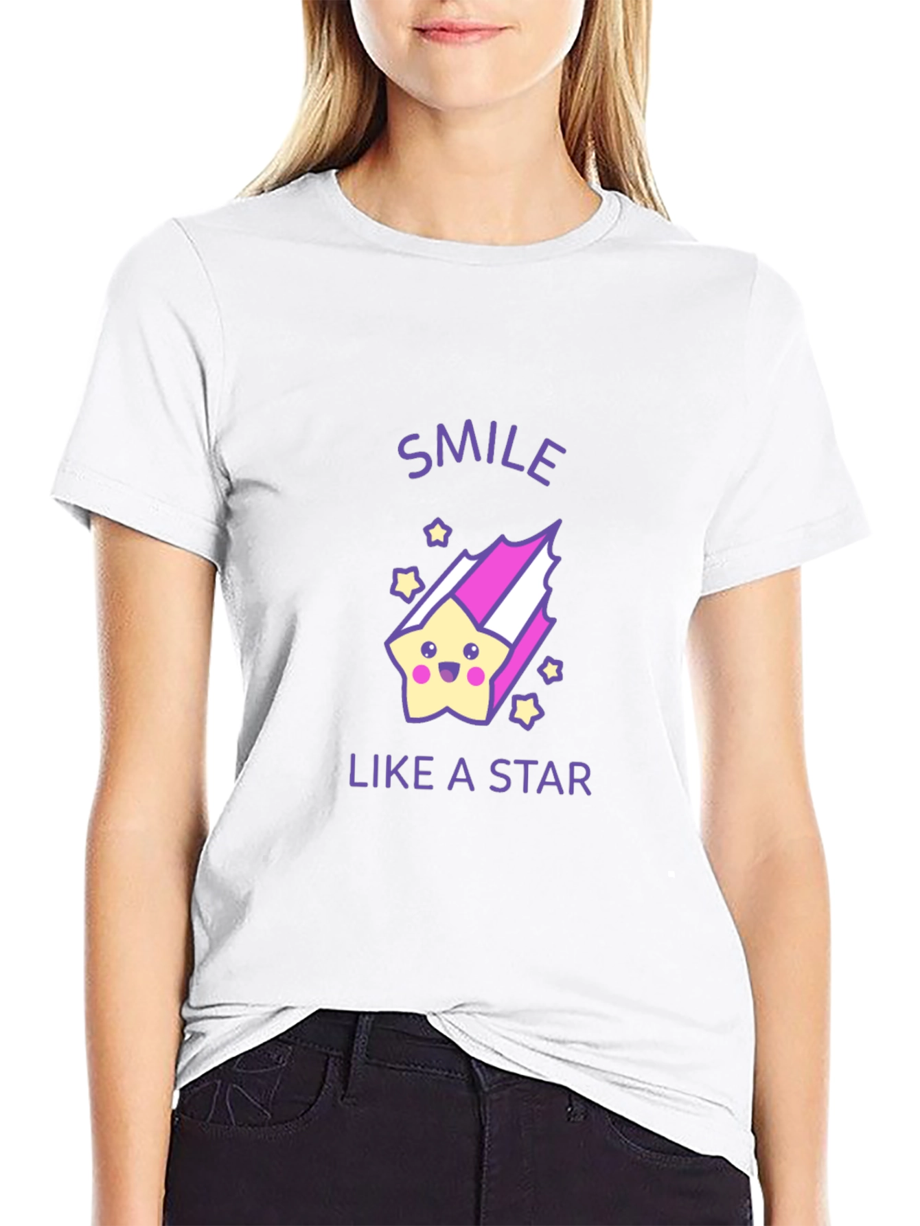 Smile Like a Star Black Graphic T-Shirt