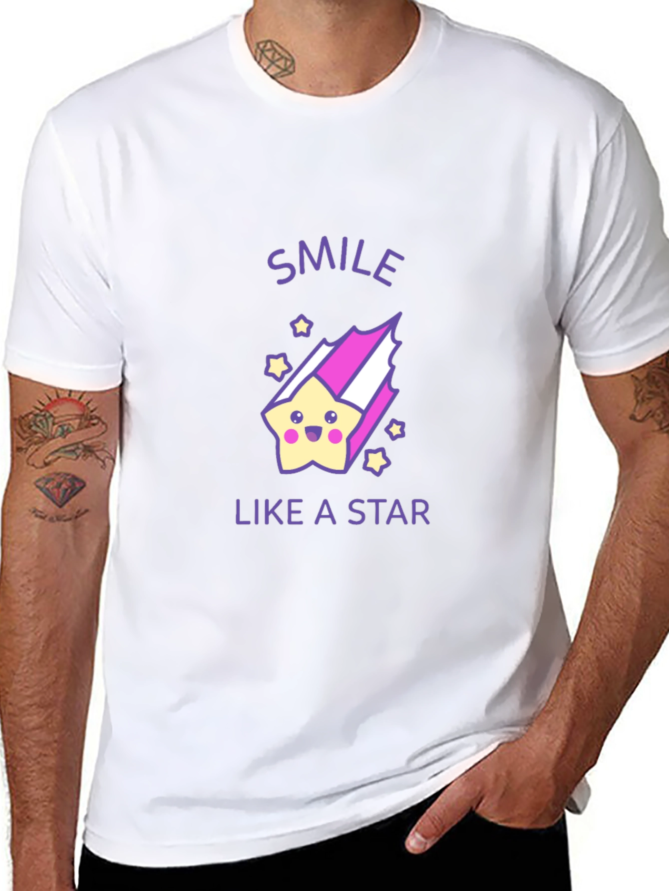 Smile Like a Star Black Graphic T-Shirt