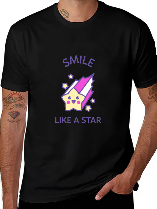 Smile Like a Star Black Graphic T-Shirt