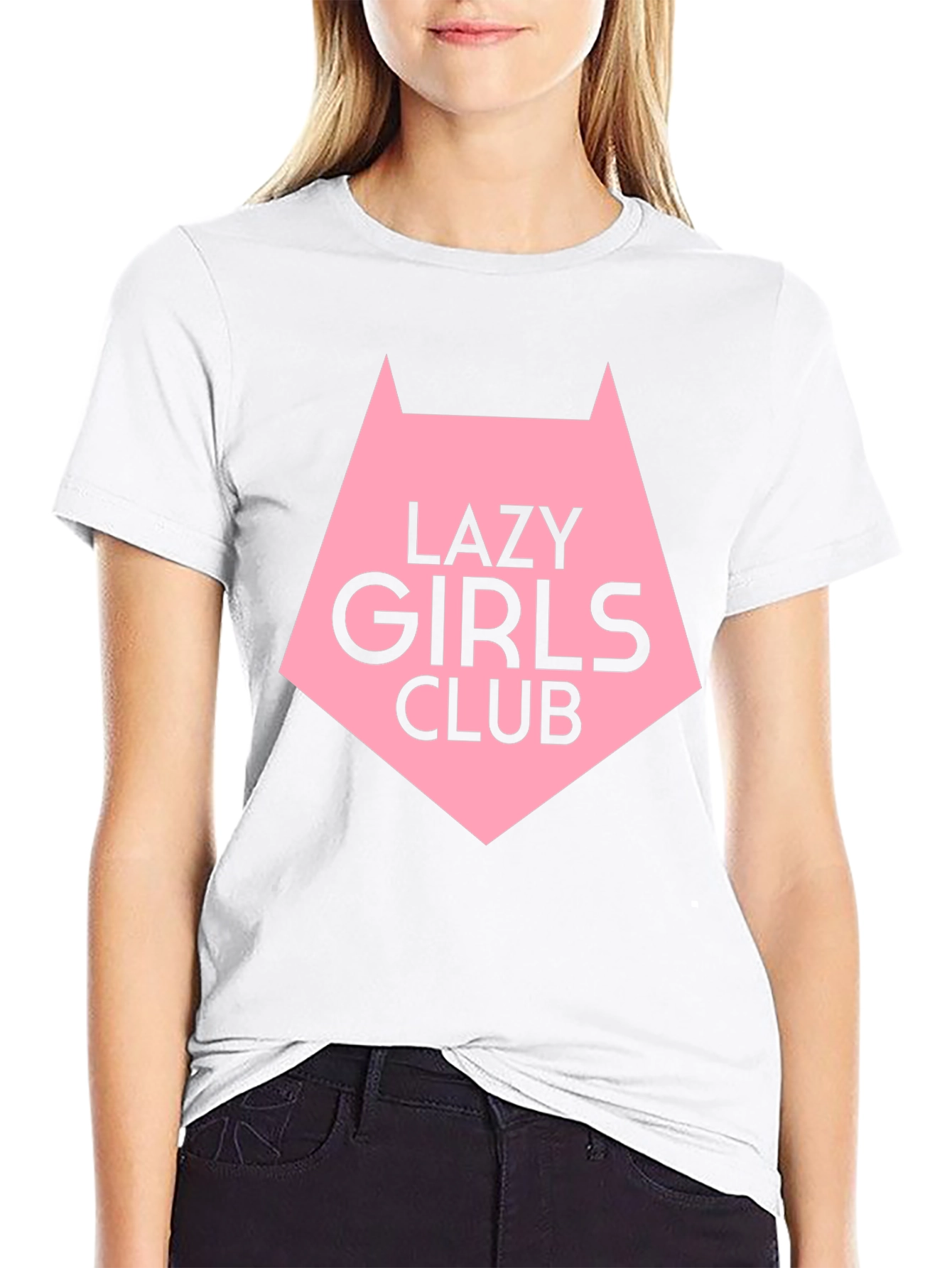 Lazy Girls Club Graphic Tee - Black Cotton T-Shirt