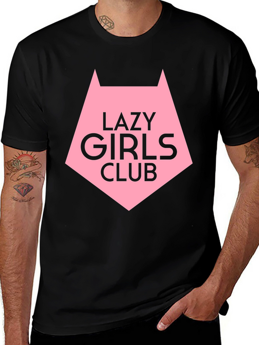 Lazy Girls Club Graphic Tee - Black Cotton T-Shirt
