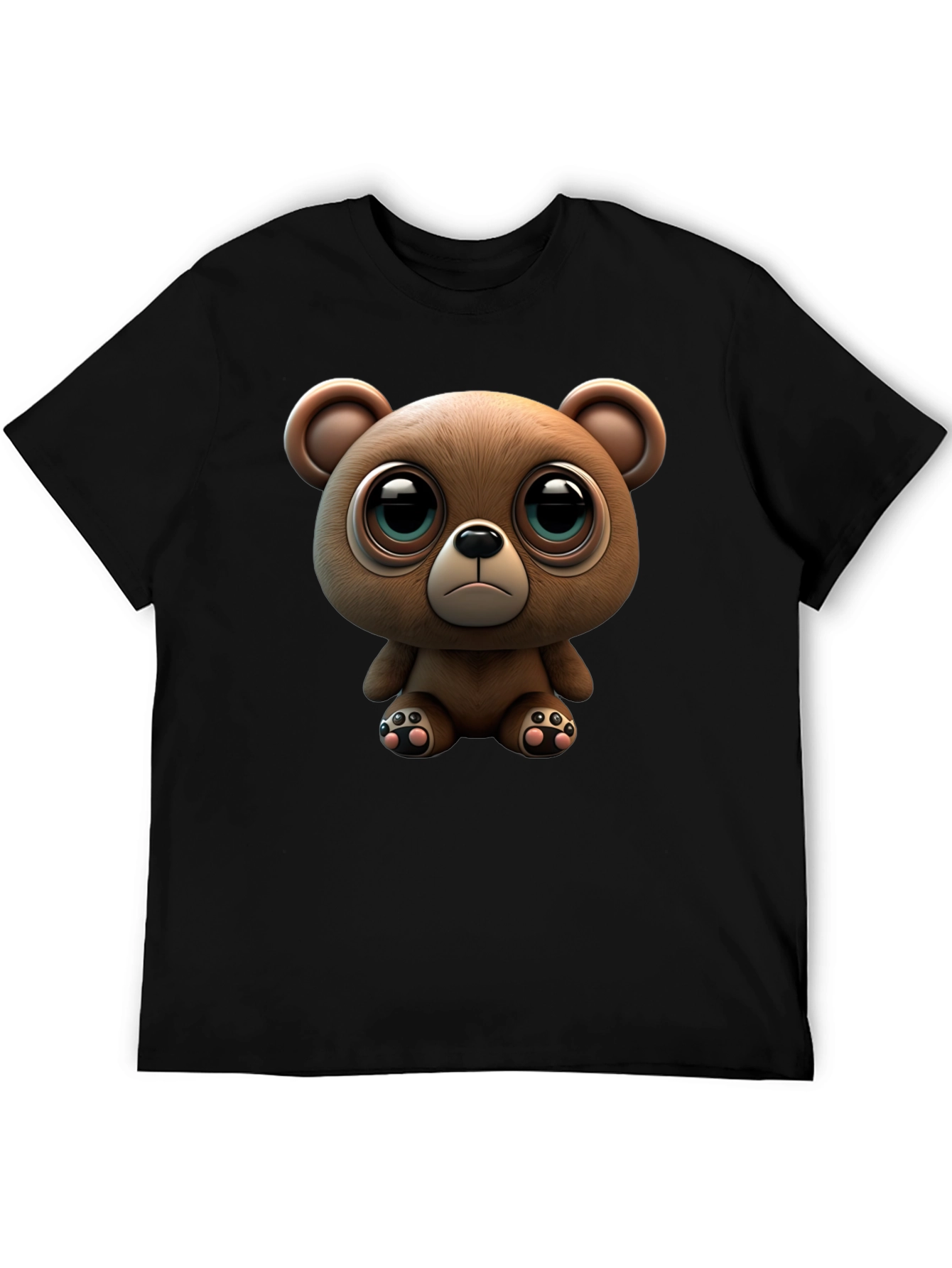 Cute Teddy Bear Graphic Black T-Shirt
