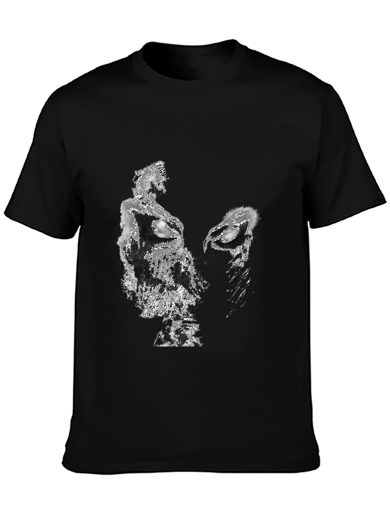 Abstract Face Graphic Black T-Shirt