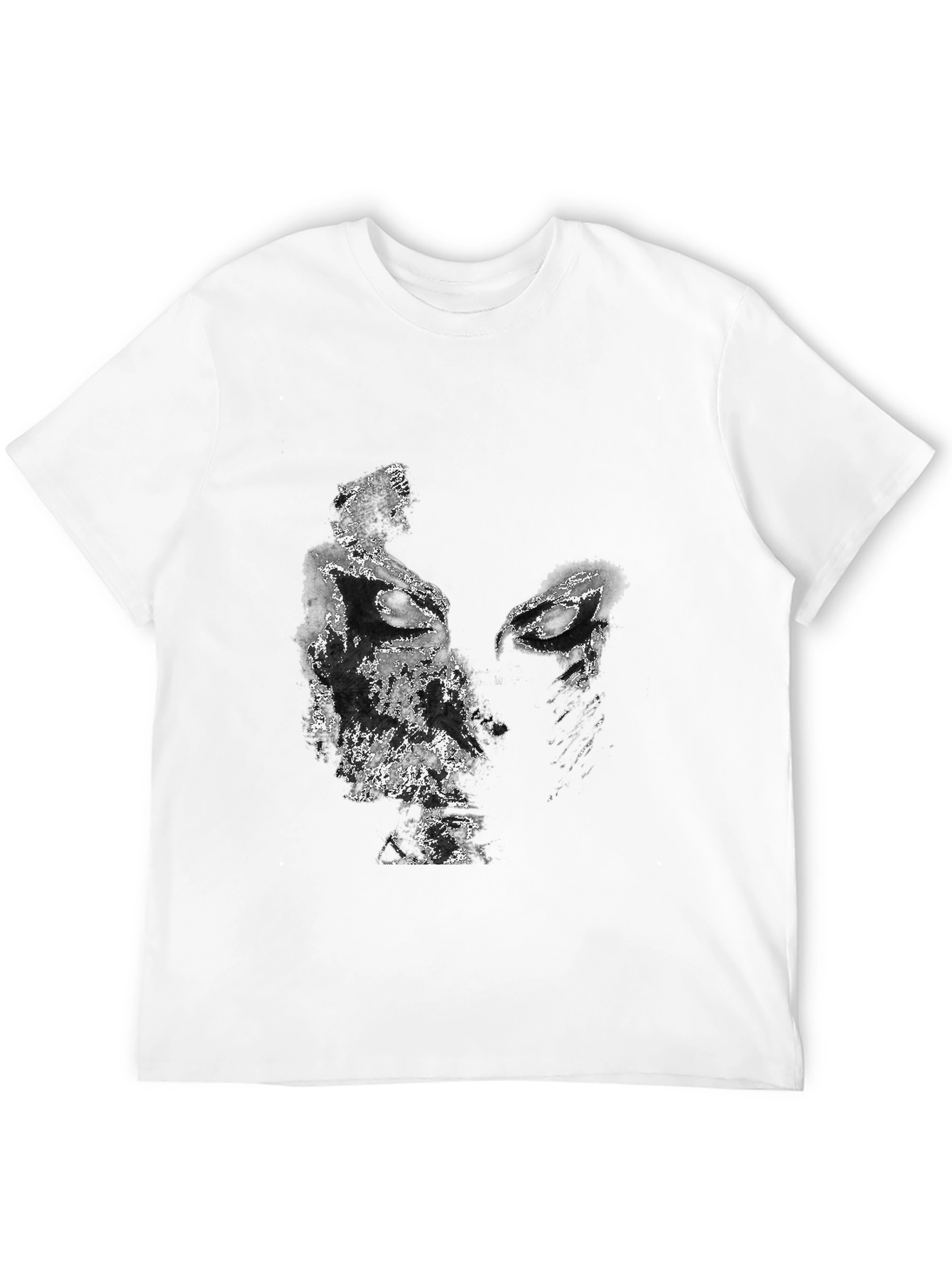 Abstract Face Graphic Black T-Shirt