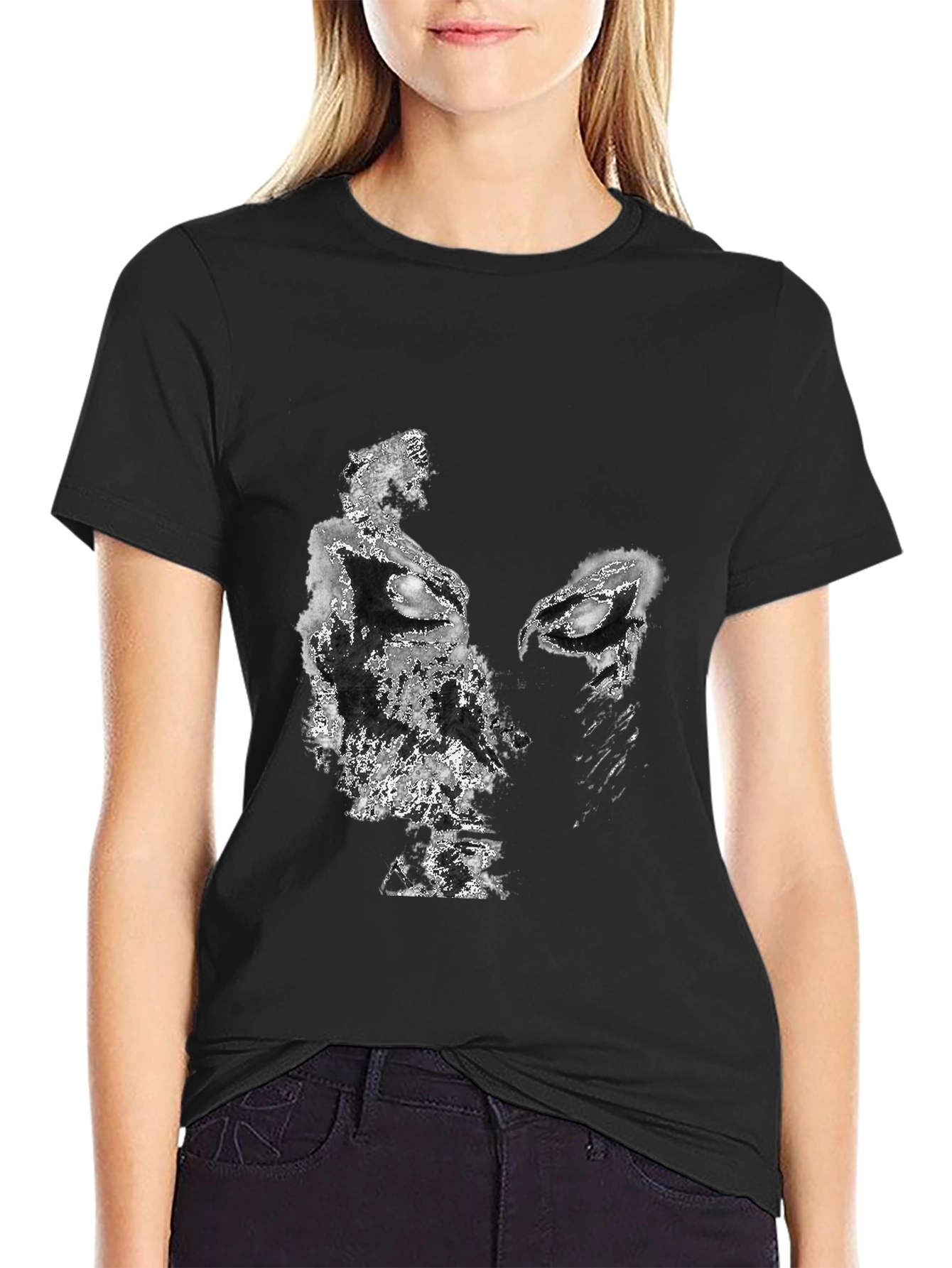 Abstract Face Graphic Black T-Shirt