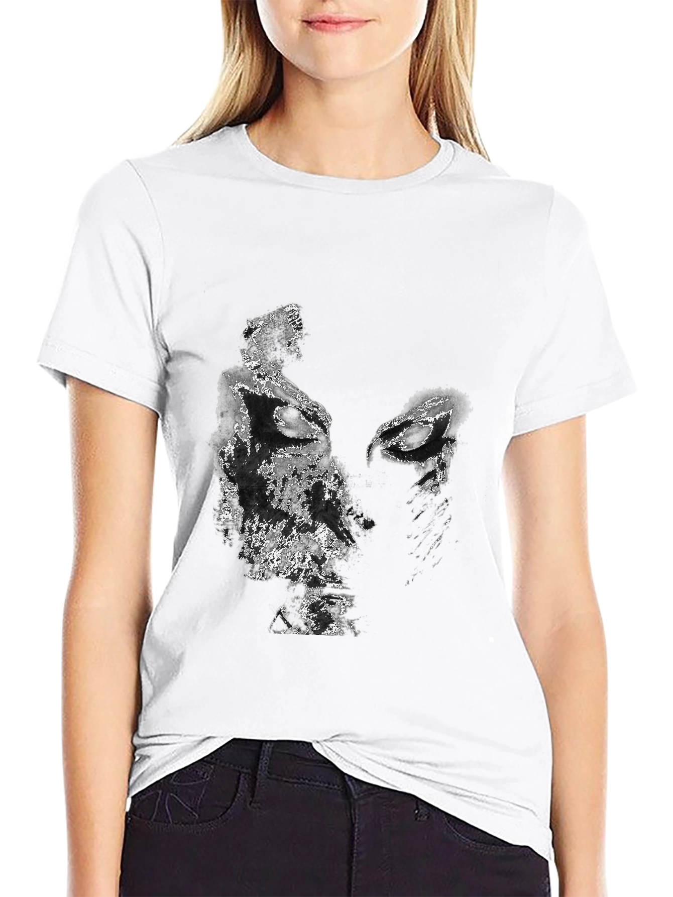 Abstract Face Graphic Black T-Shirt