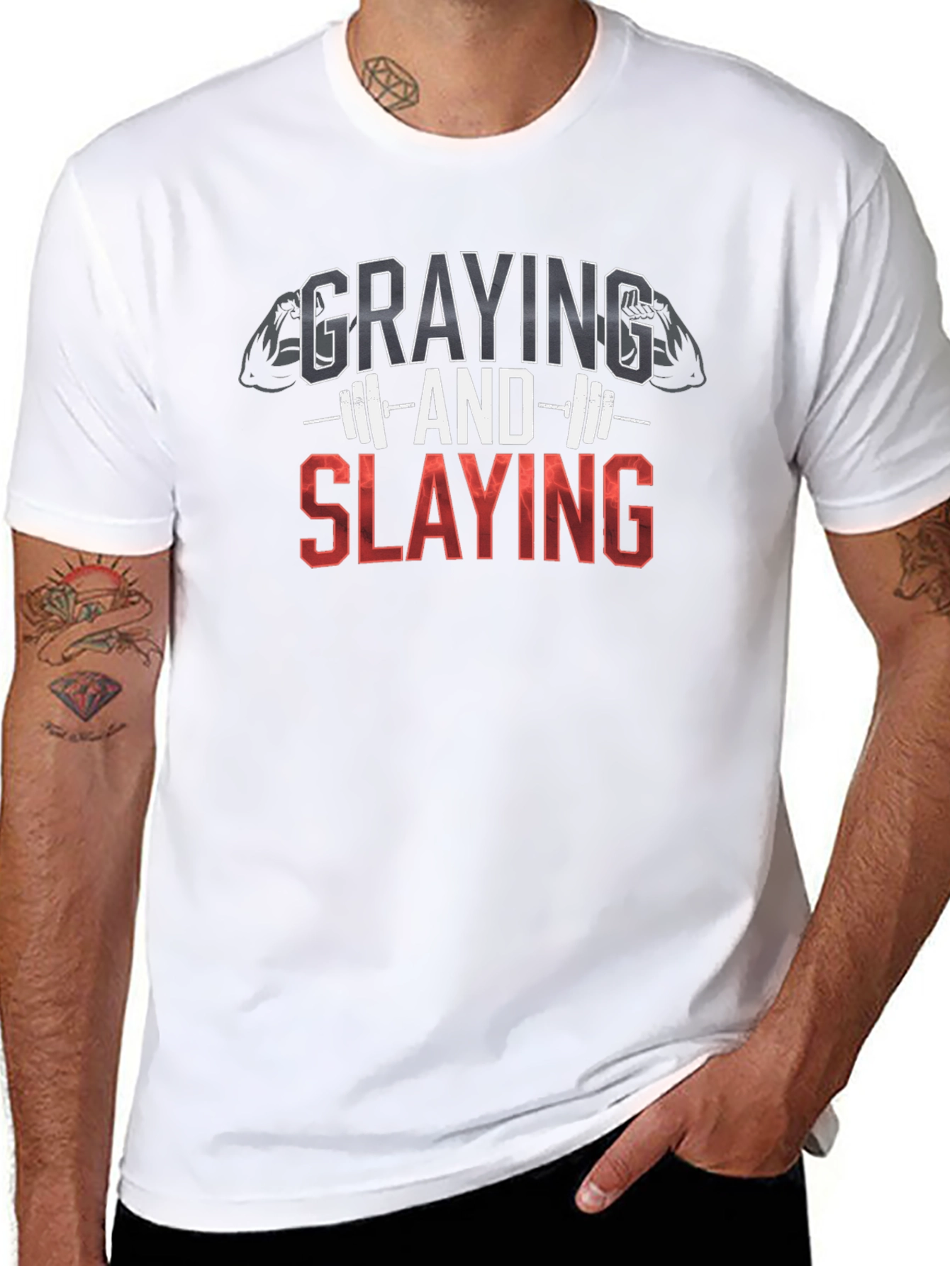 Graying and Slaying Fitness T-Shirt