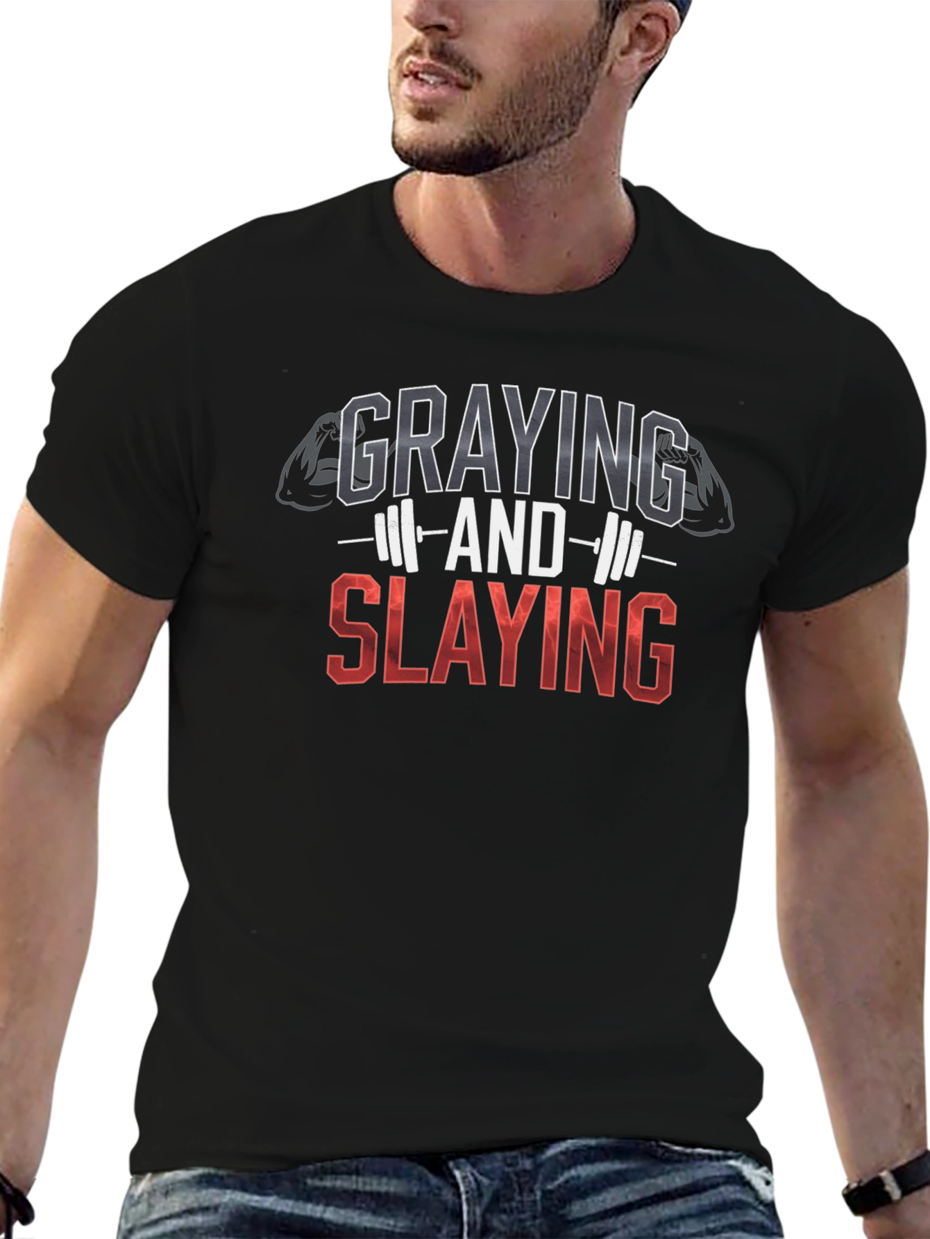 Graying and Slaying Fitness T-Shirt