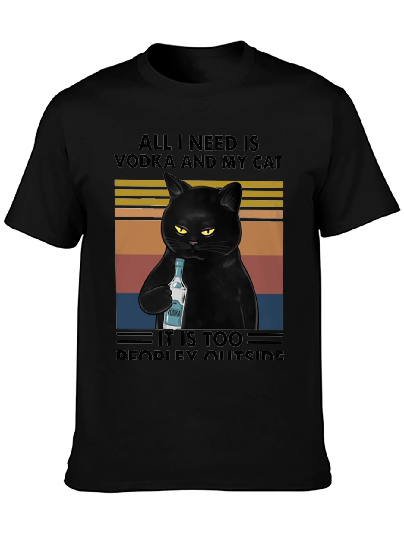Vodka Cat Graphic Tee - Introvert Humor