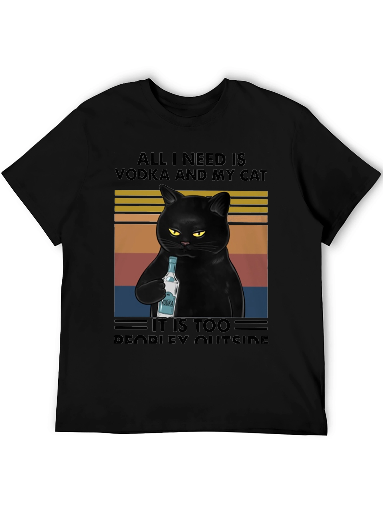 Vodka Cat Graphic Tee - Introvert Humor