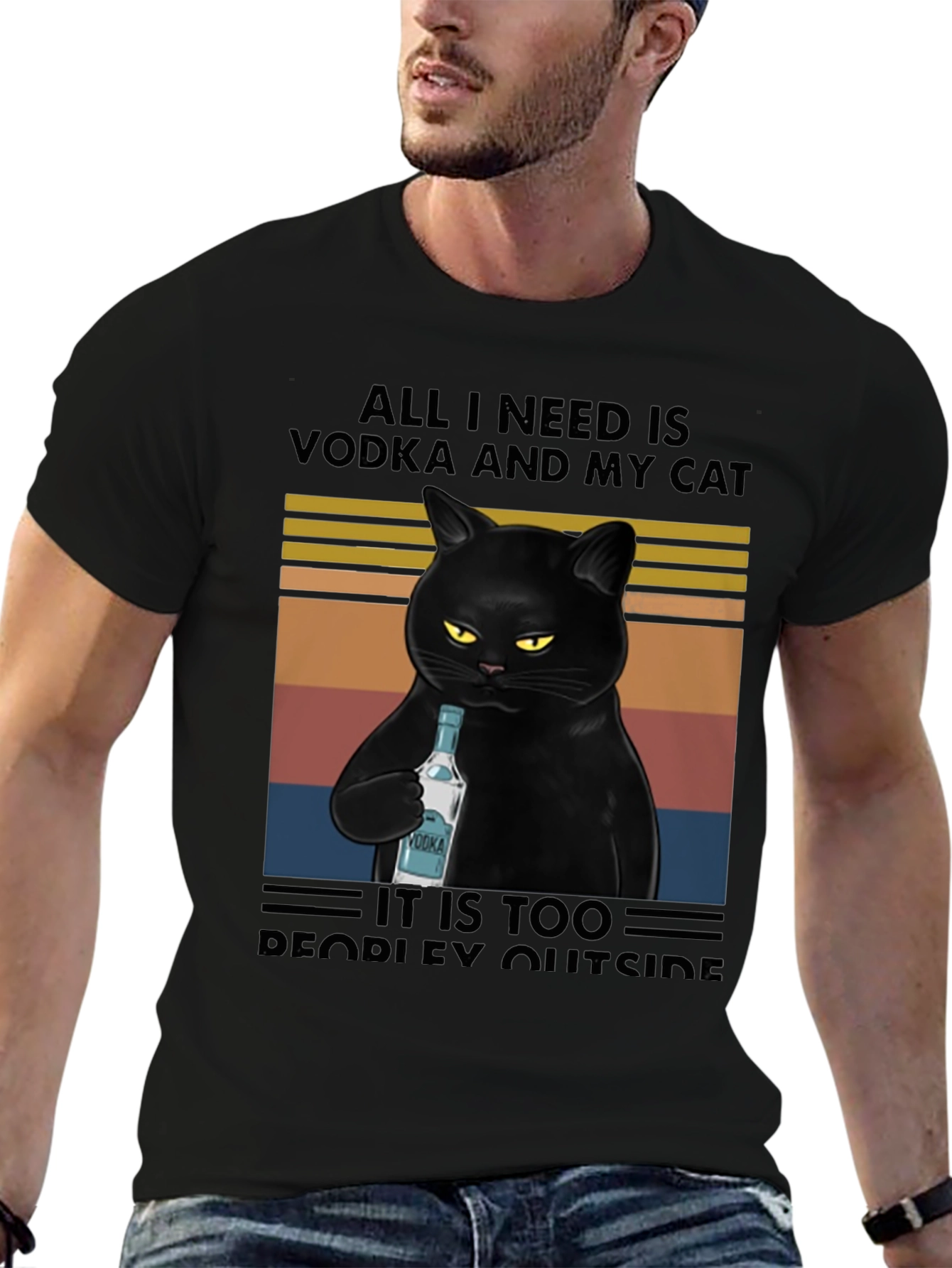 Vodka Cat Graphic Tee - Introvert Humor