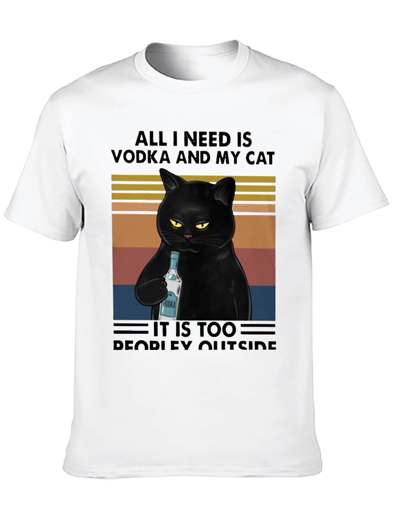 Vodka Cat Graphic Tee - Introvert Humor