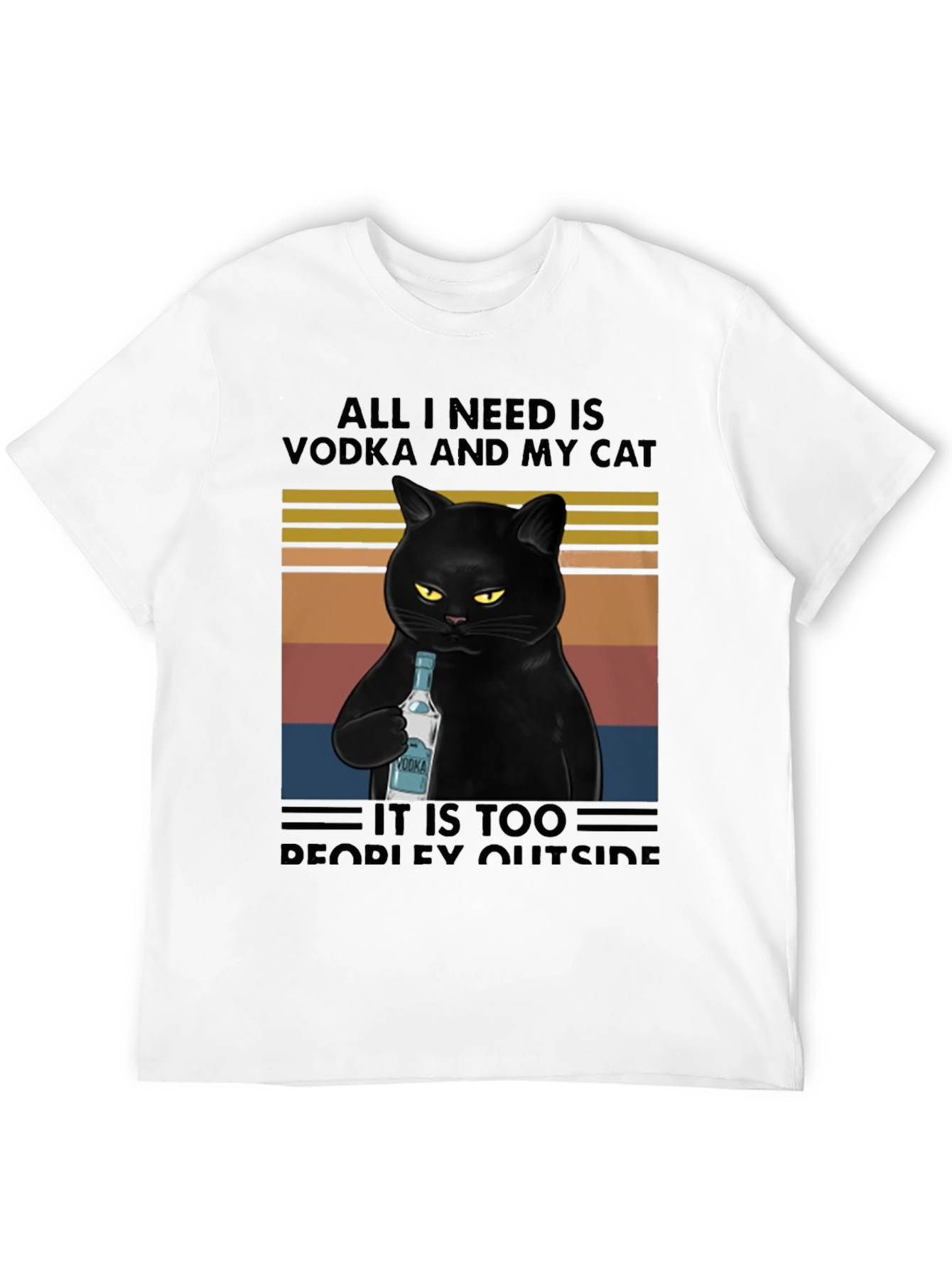 Vodka Cat Graphic Tee - Introvert Humor