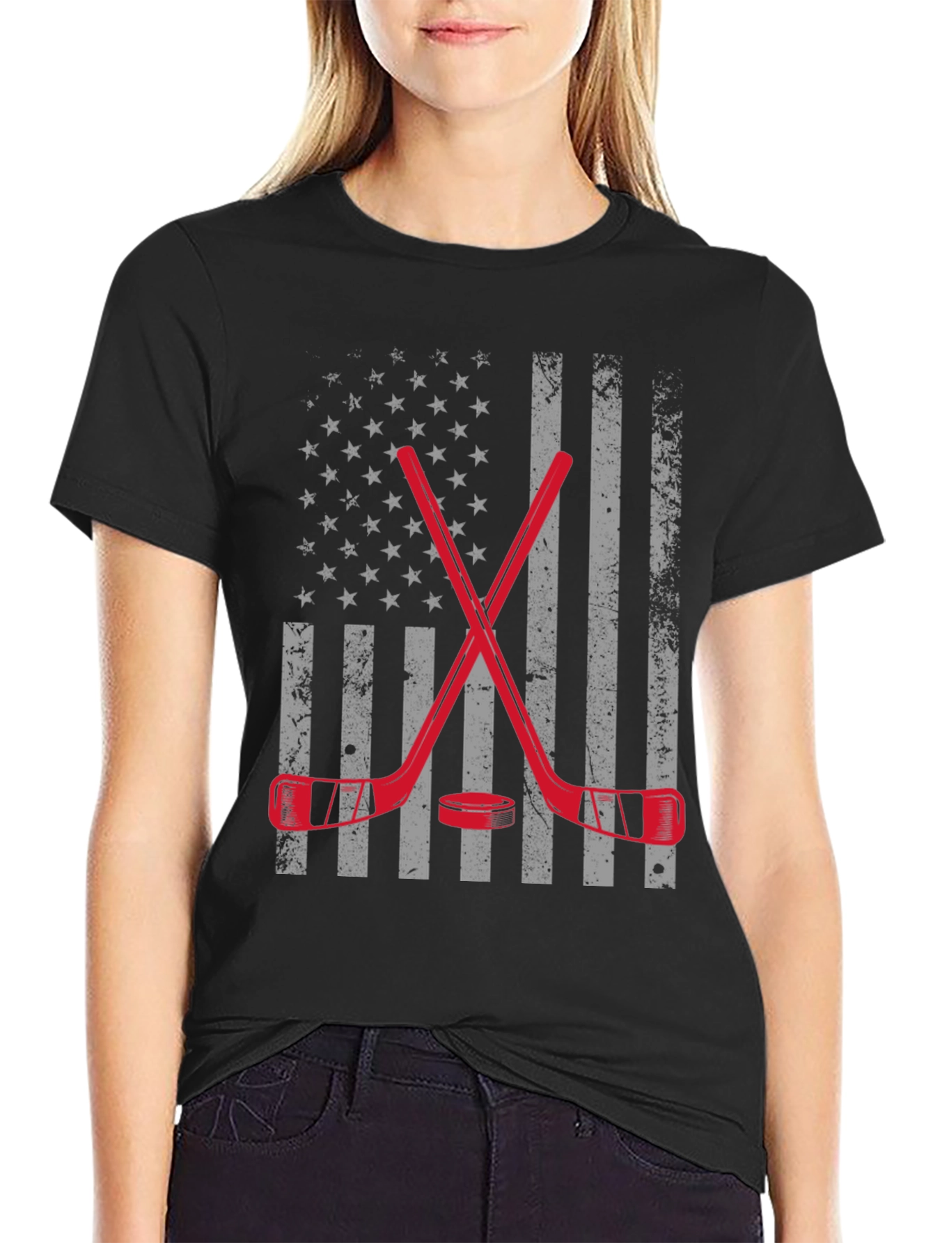 Hockey USA Flag Graphic T-Shirt
