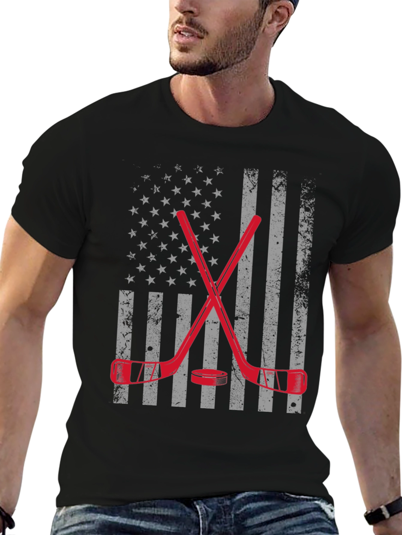 Hockey USA Flag Graphic T-Shirt