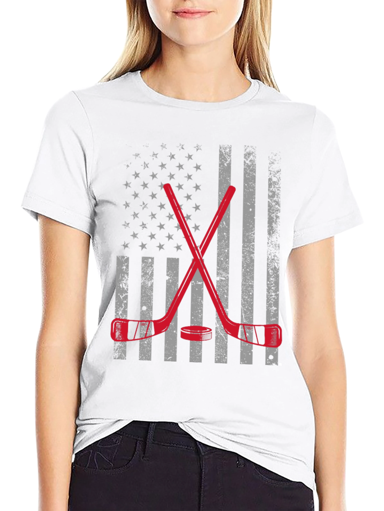 Hockey USA Flag Graphic T-Shirt