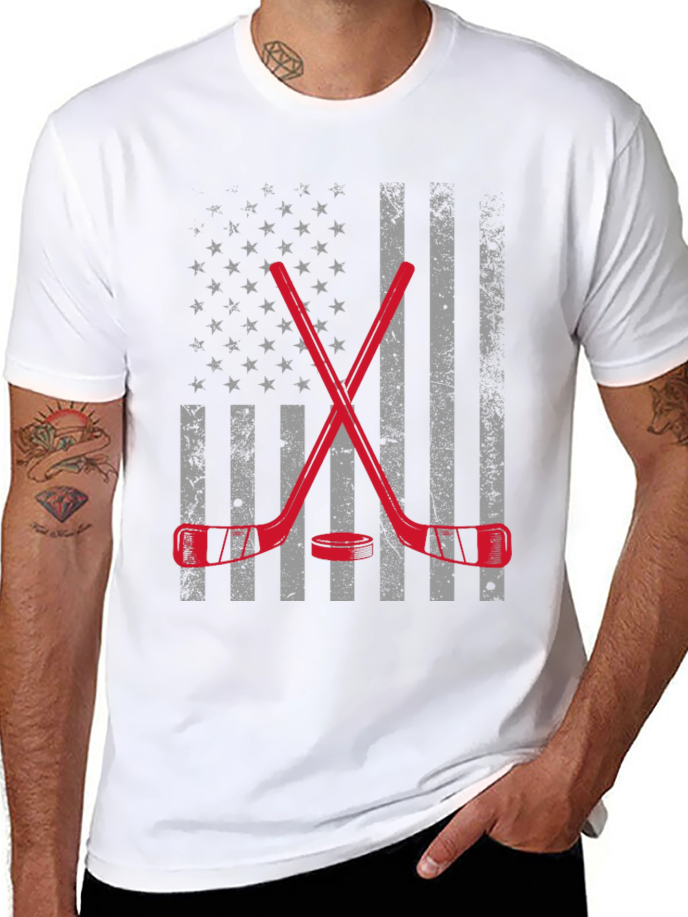 Hockey USA Flag Graphic T-Shirt