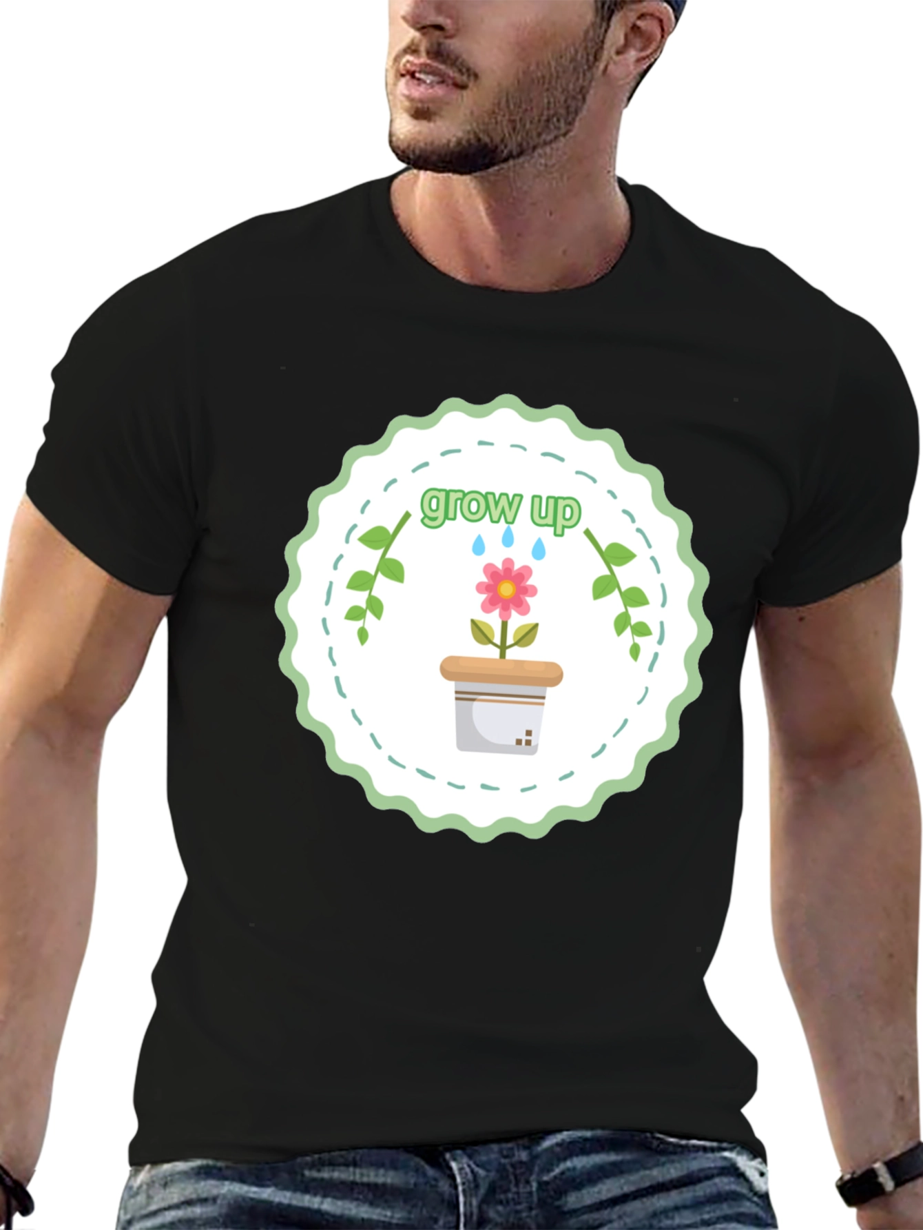 Grow Up T-Shirt - Floral Design Soft Cotton