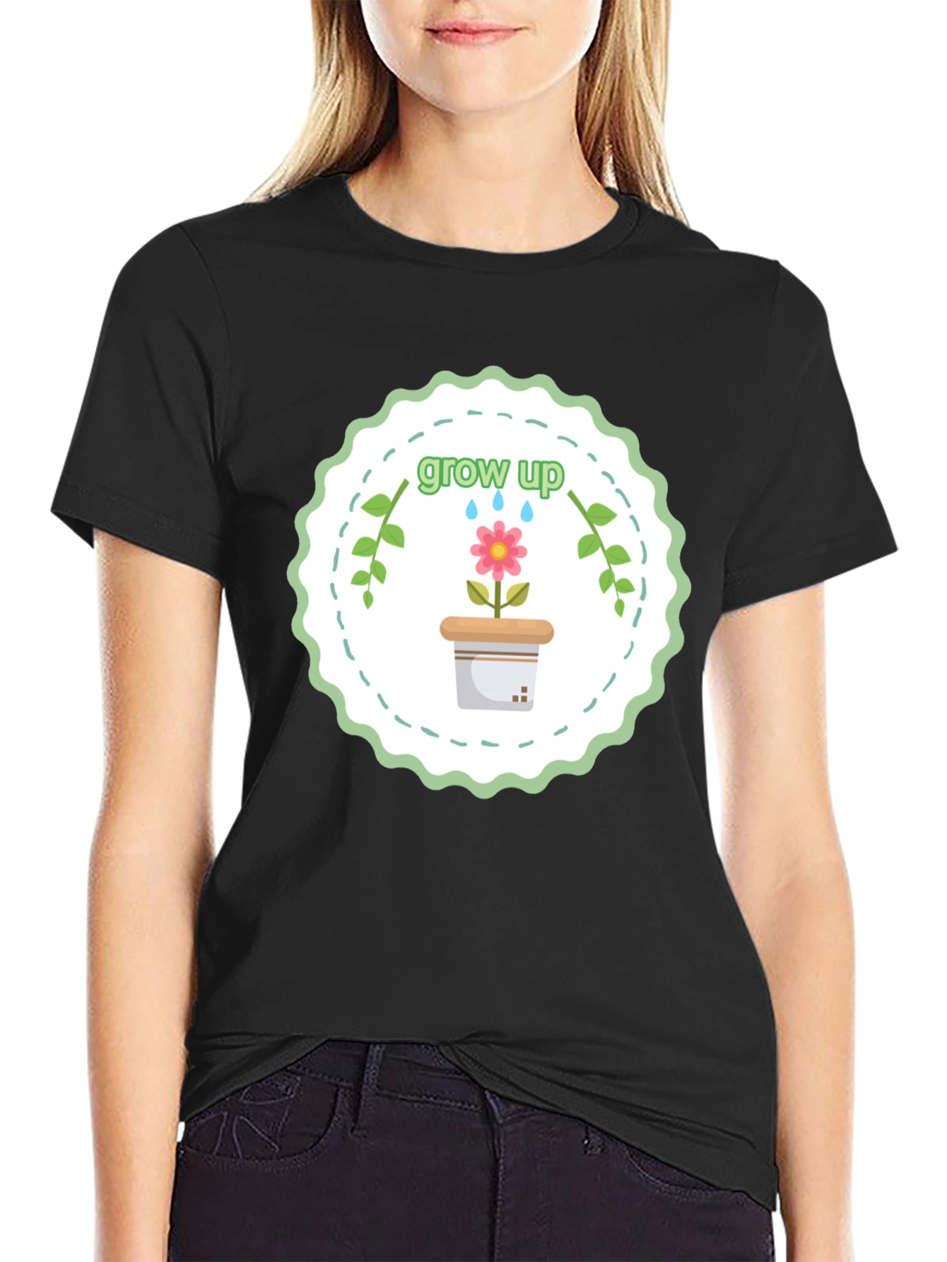 Grow Up T-Shirt - Floral Design Soft Cotton