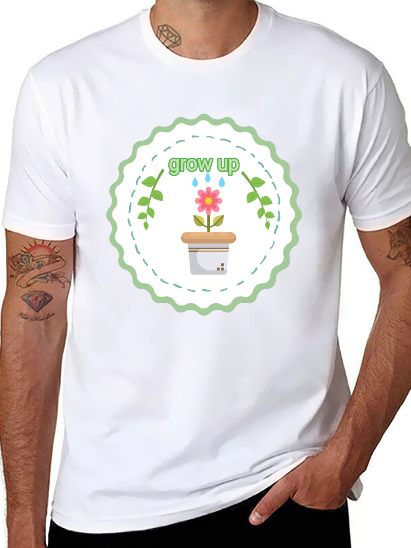 Grow Up T-Shirt - Floral Design Soft Cotton