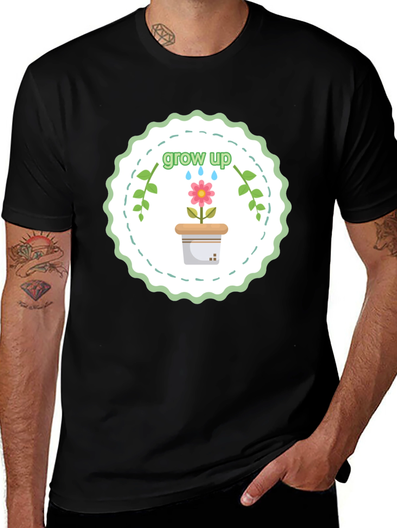 Grow Up T-Shirt - Floral Design Soft Cotton