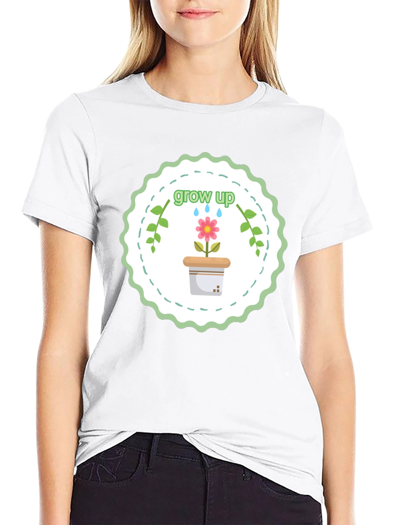 Grow Up T-Shirt - Floral Design Soft Cotton