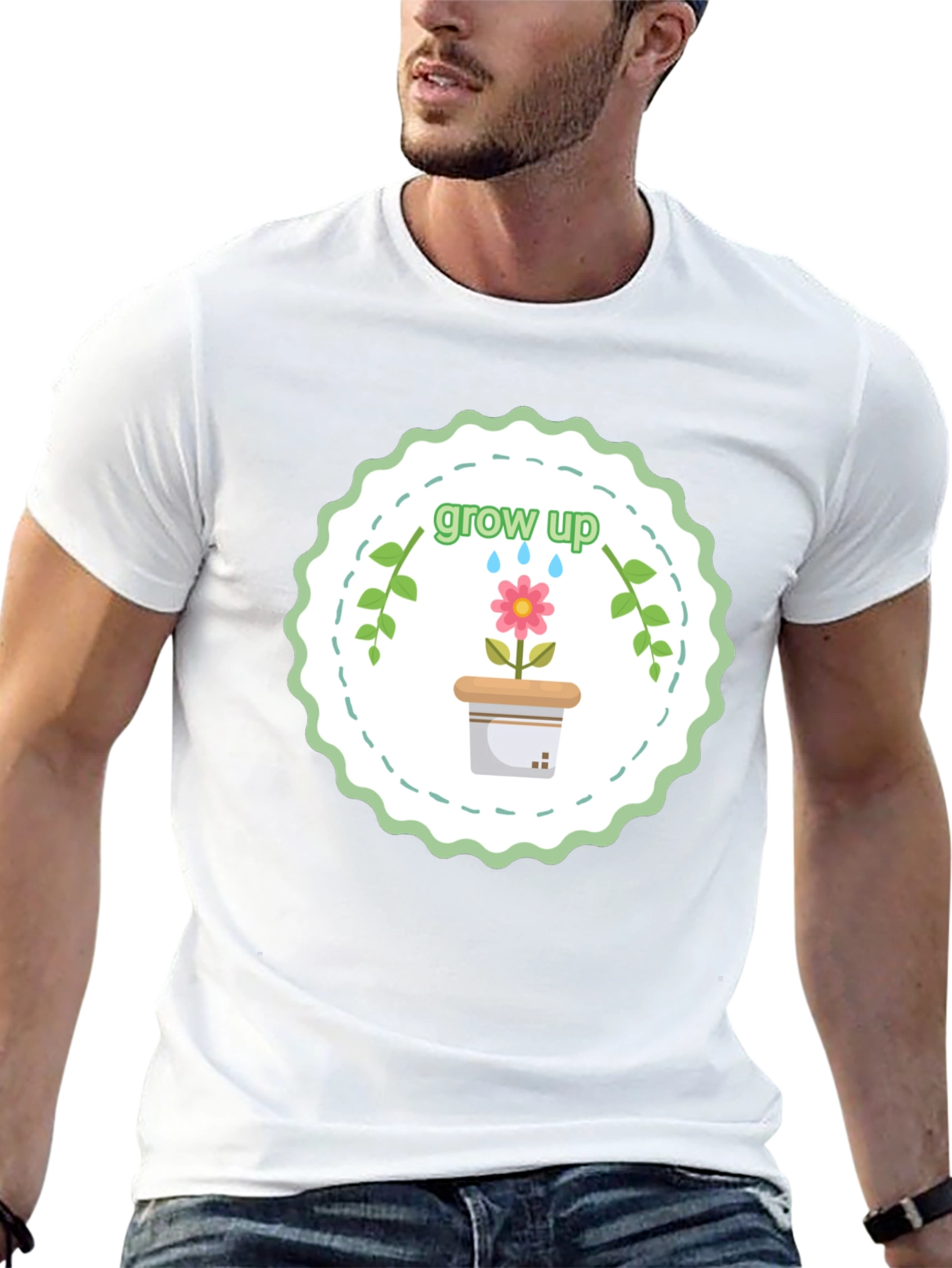 Grow Up T-Shirt - Floral Design Soft Cotton