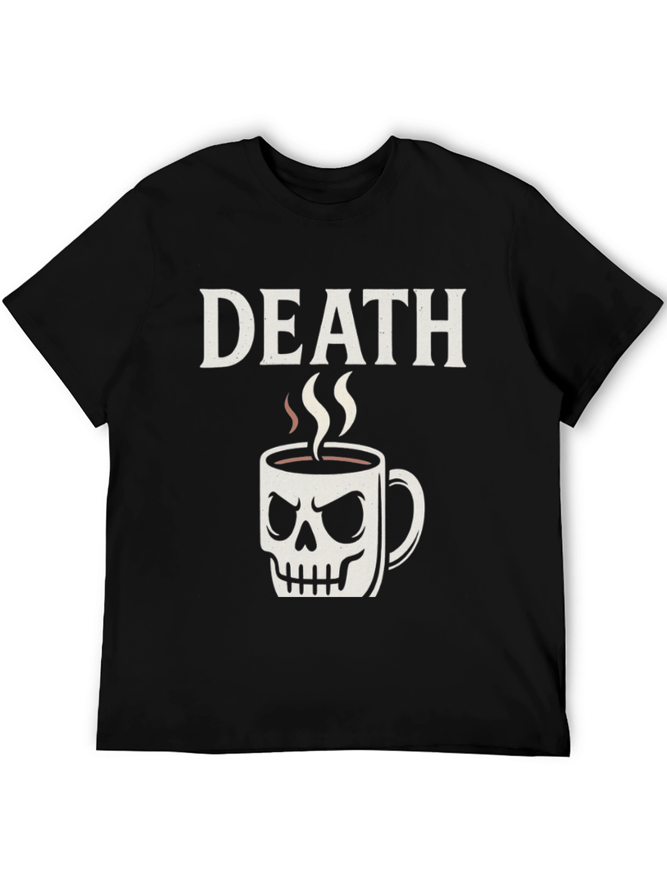 Death Before Coffee Skull Mug Graphic Tee