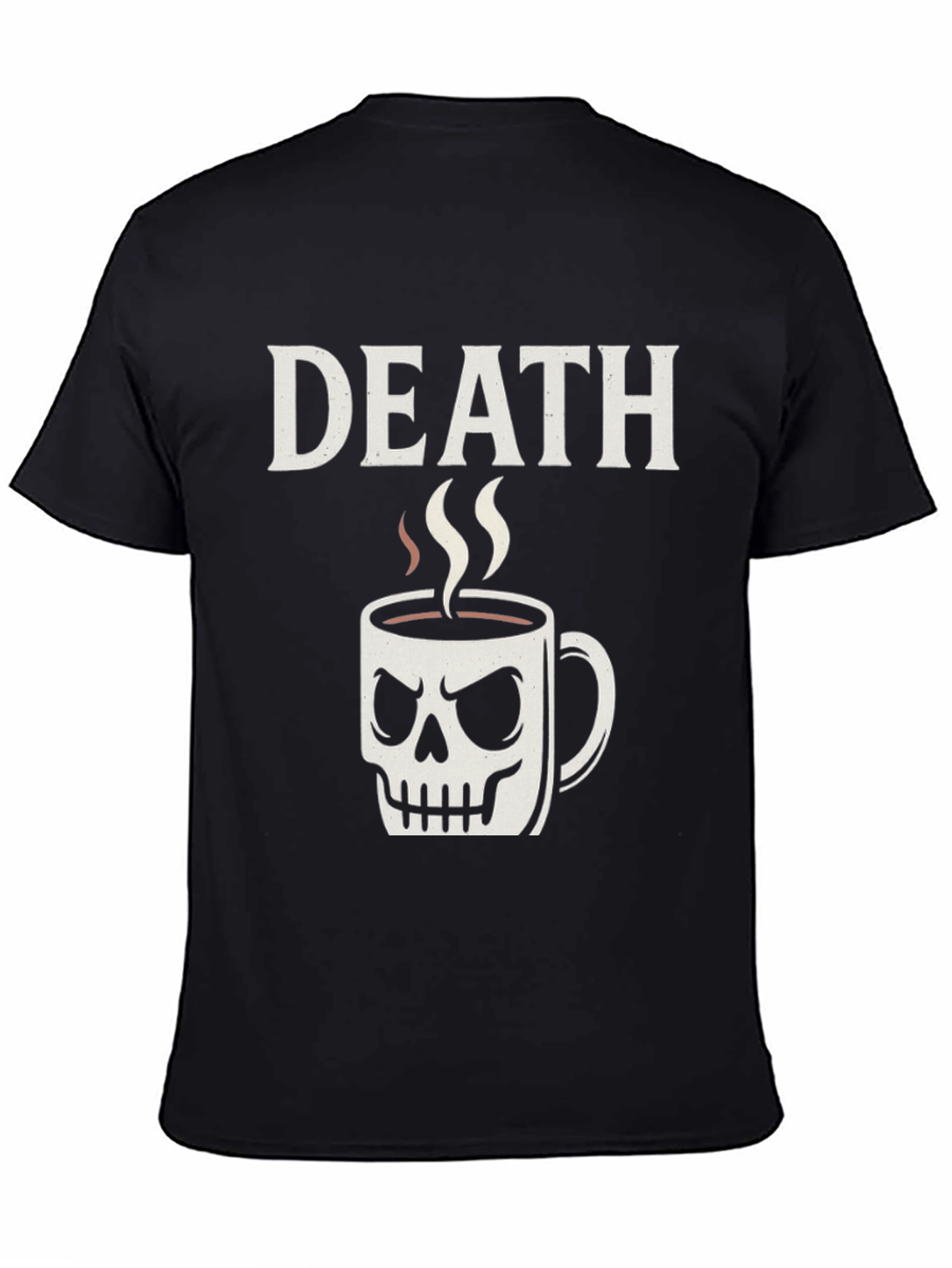 Death Before Coffee Skull Mug Graphic Tee