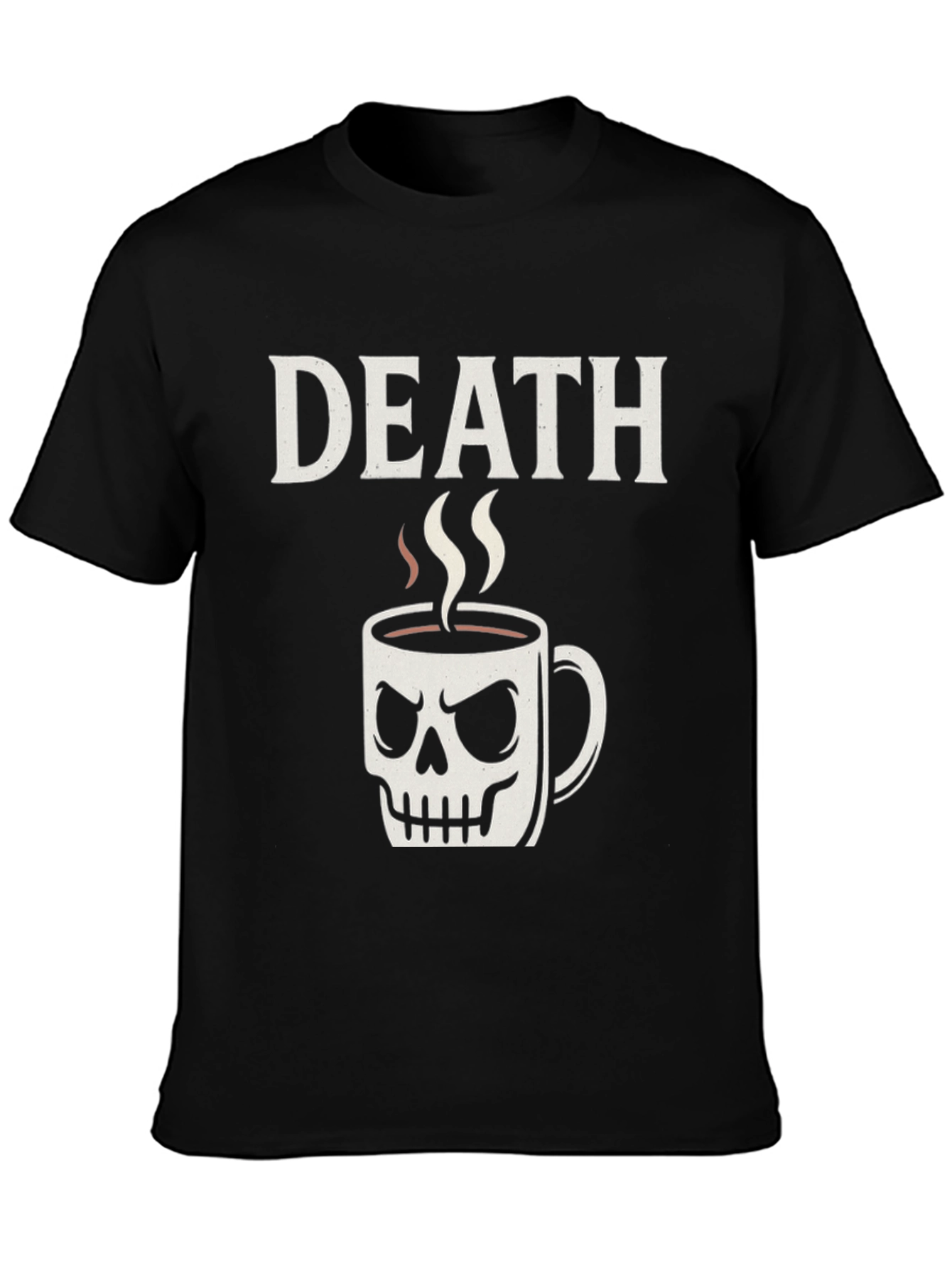 Death Before Coffee Skull Mug Graphic Tee