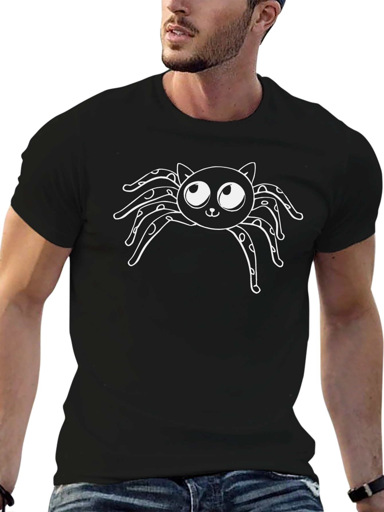 Cute Cat Spider Graphic T-Shirt