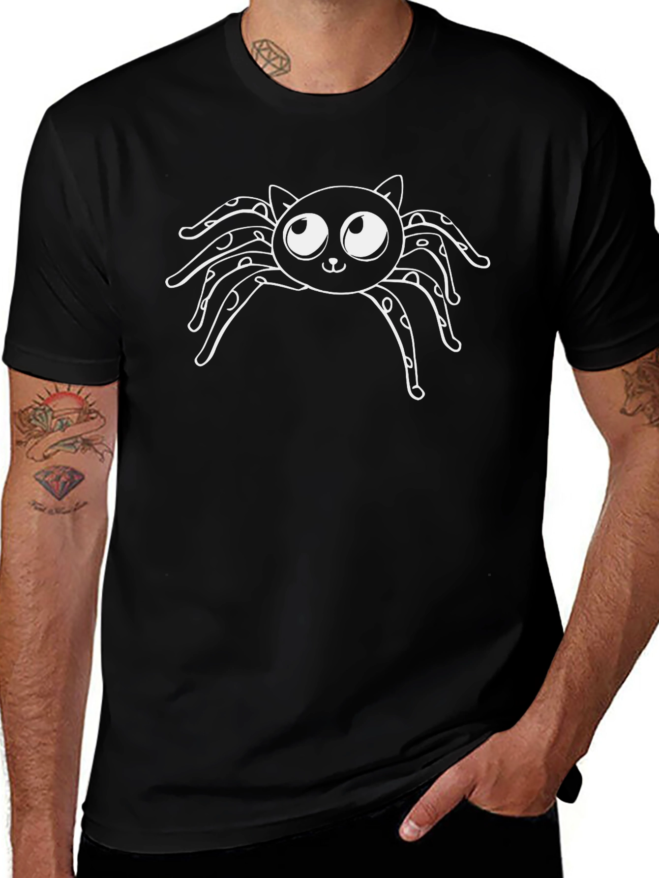 Cute Cat Spider Graphic T-Shirt