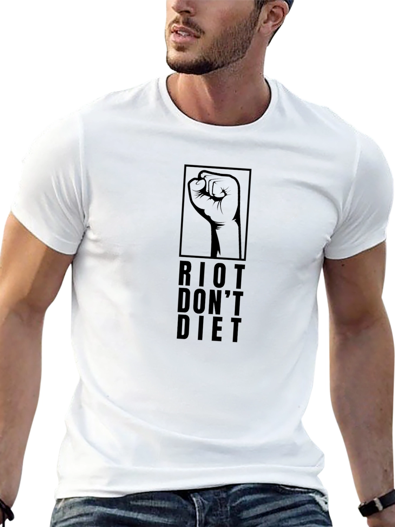 Riot Dont Diet Graphic Tee - Black Cotton T-Shirt