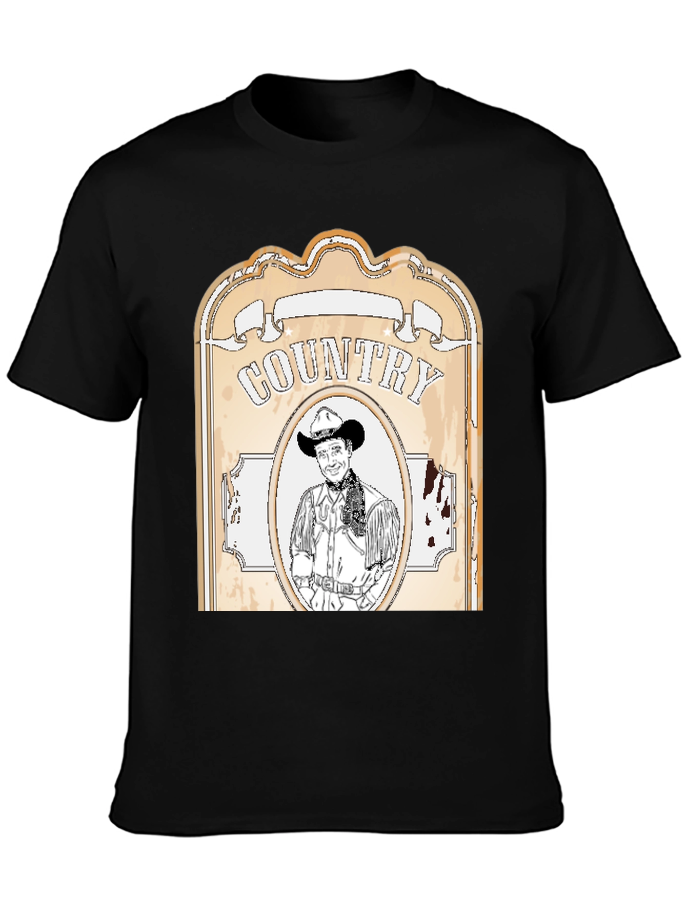 Country Cowboy Graphic Tee - Western Style Black T-Shirt
