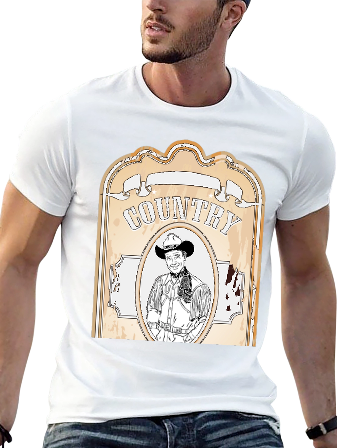 Country Cowboy Graphic Tee - Western Style Black T-Shirt
