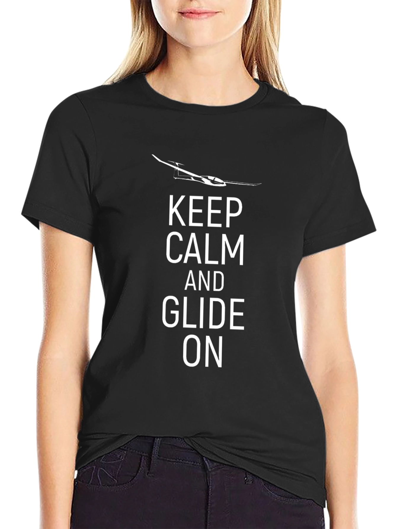 Keep Calm and Glide On - Black Graphic Tee