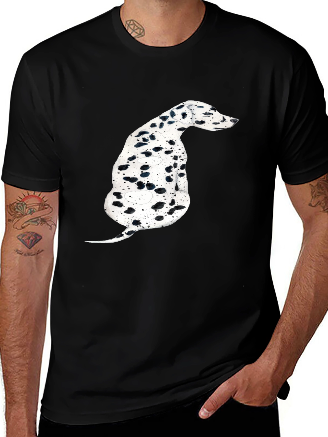 Dalmatian Dog Print Black T-Shirt