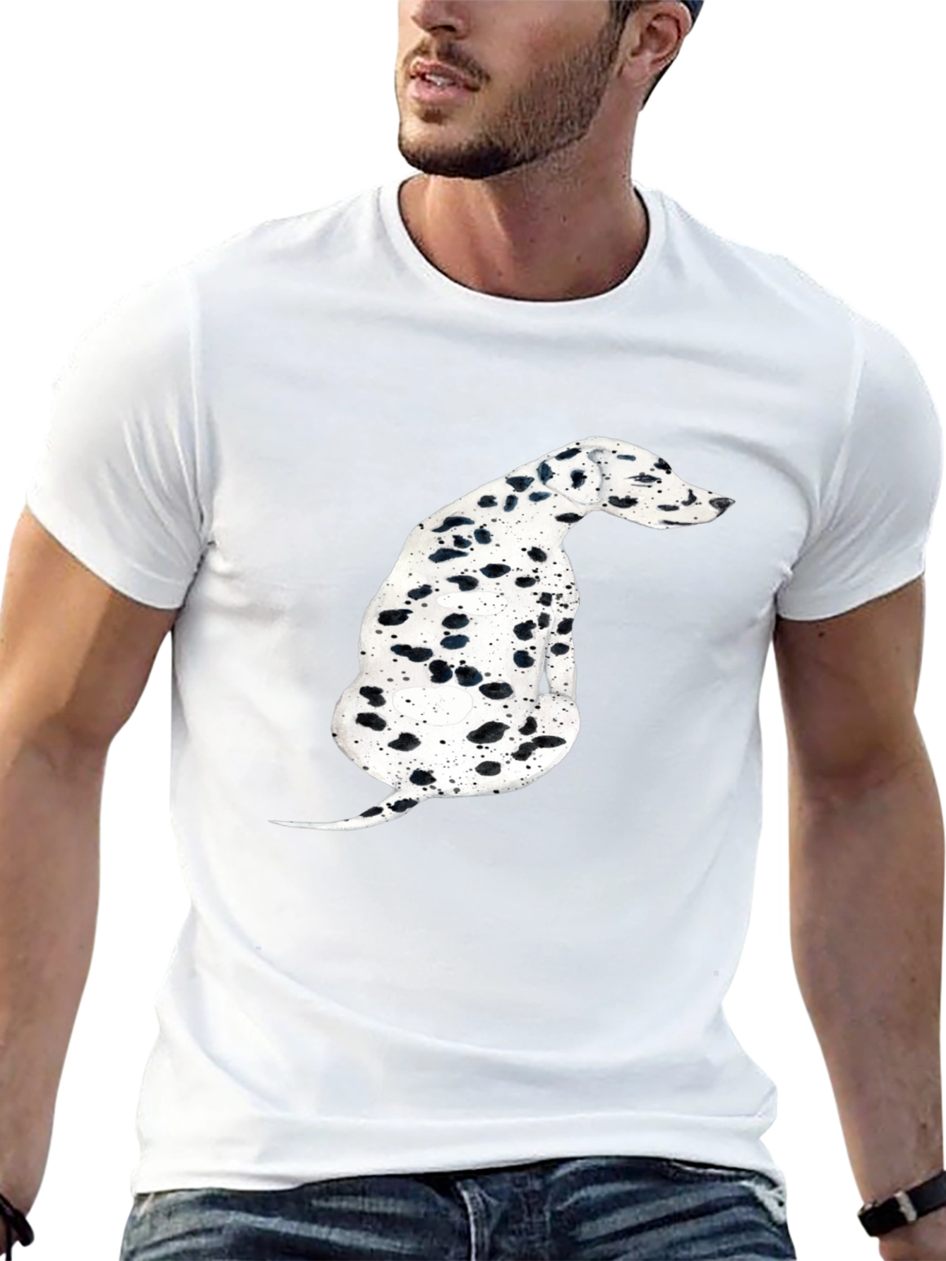 Dalmatian Dog Print Black T-Shirt