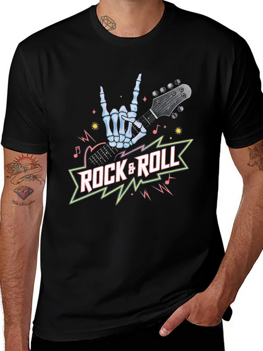 Rock & Roll Skeleton Hand T-Shirt - Music Lover Tee