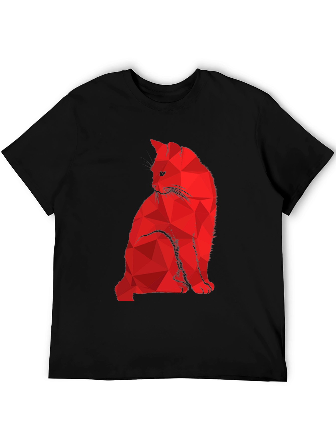 Geometric Cat T-Shirt - Modern Abstract Feline Design